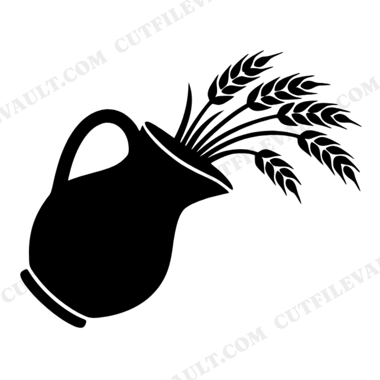 Farmhouse Pitcher Wheat Harvest SVG PNG, Mid Century Thanksgiving Kitchen Wall Art Cut File, view 1