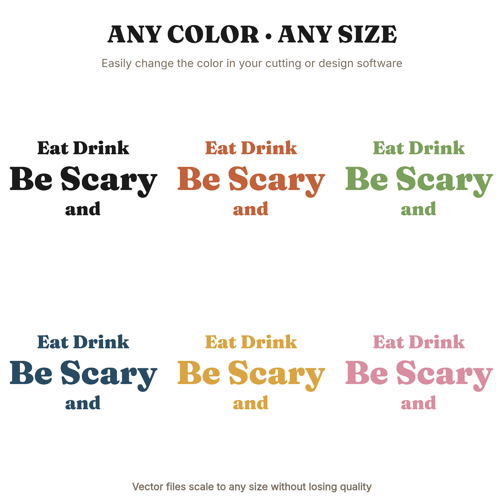 Eat Drink and Be Scary SVG PNG Halloween Party Decor Cut File with Celestial Stars, view 2