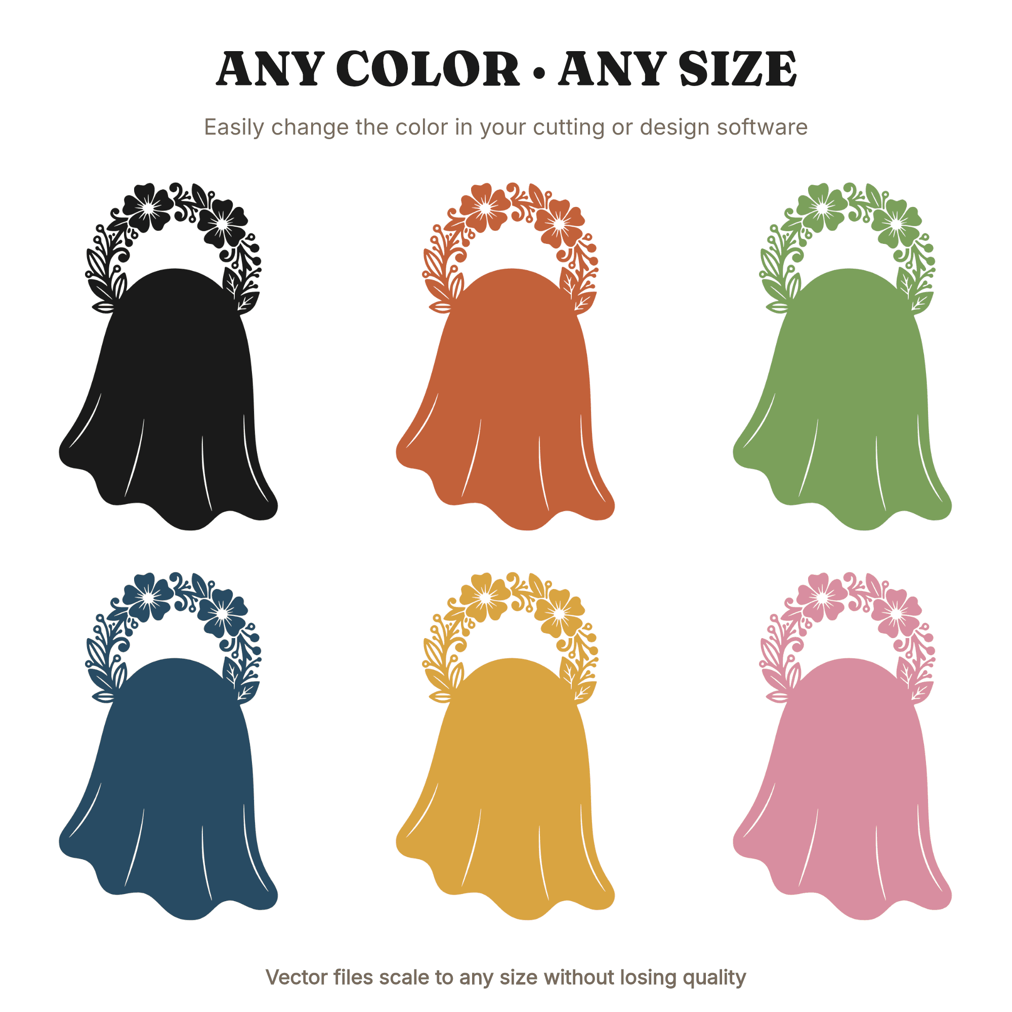Ghost Cookie Cutter SVG PNG, Floral Cottagecore Halloween Baking Tool Cut File for Cricut, view 2