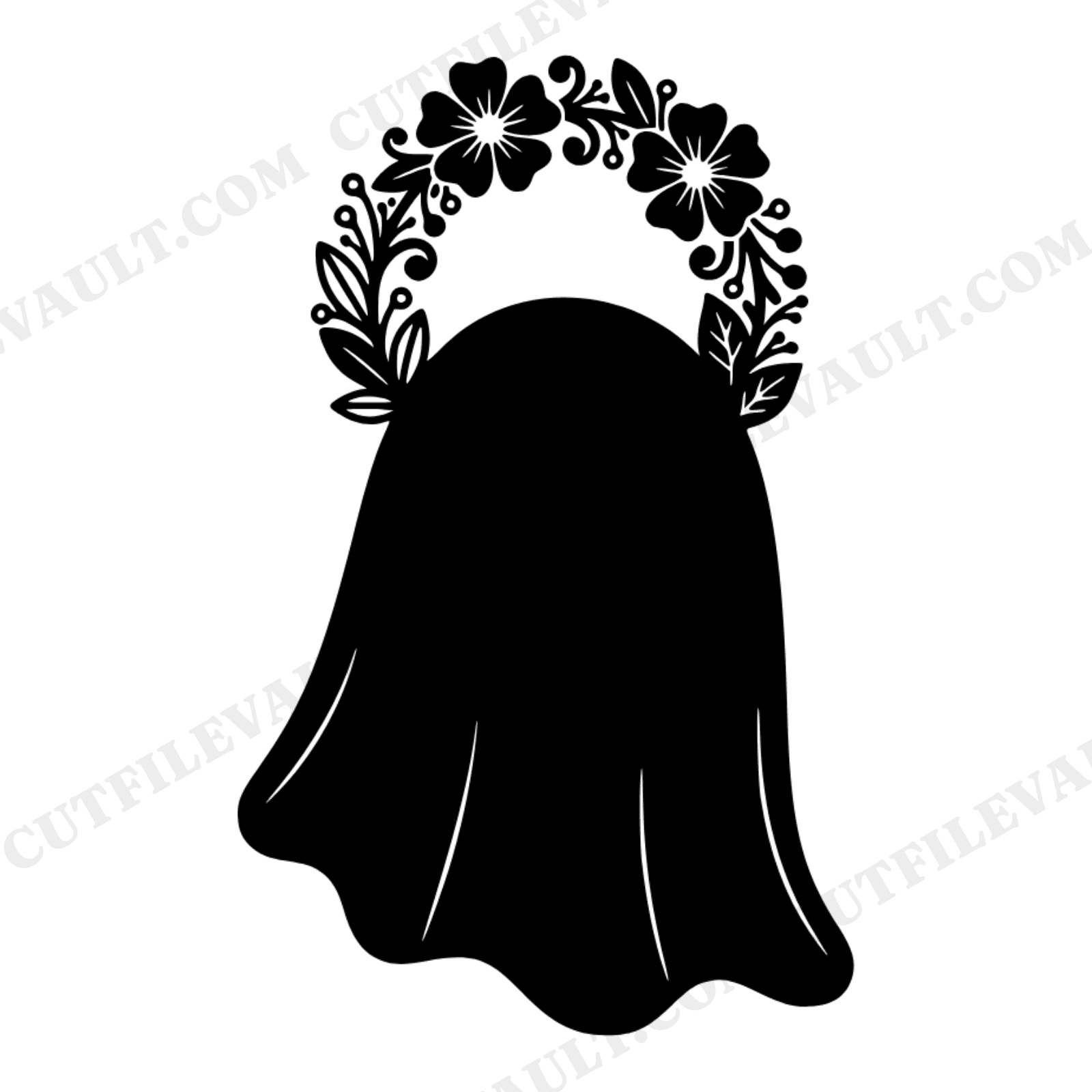 Ghost Cookie Cutter SVG PNG, Floral Cottagecore Halloween Baking Tool Cut File for Cricut, view 1