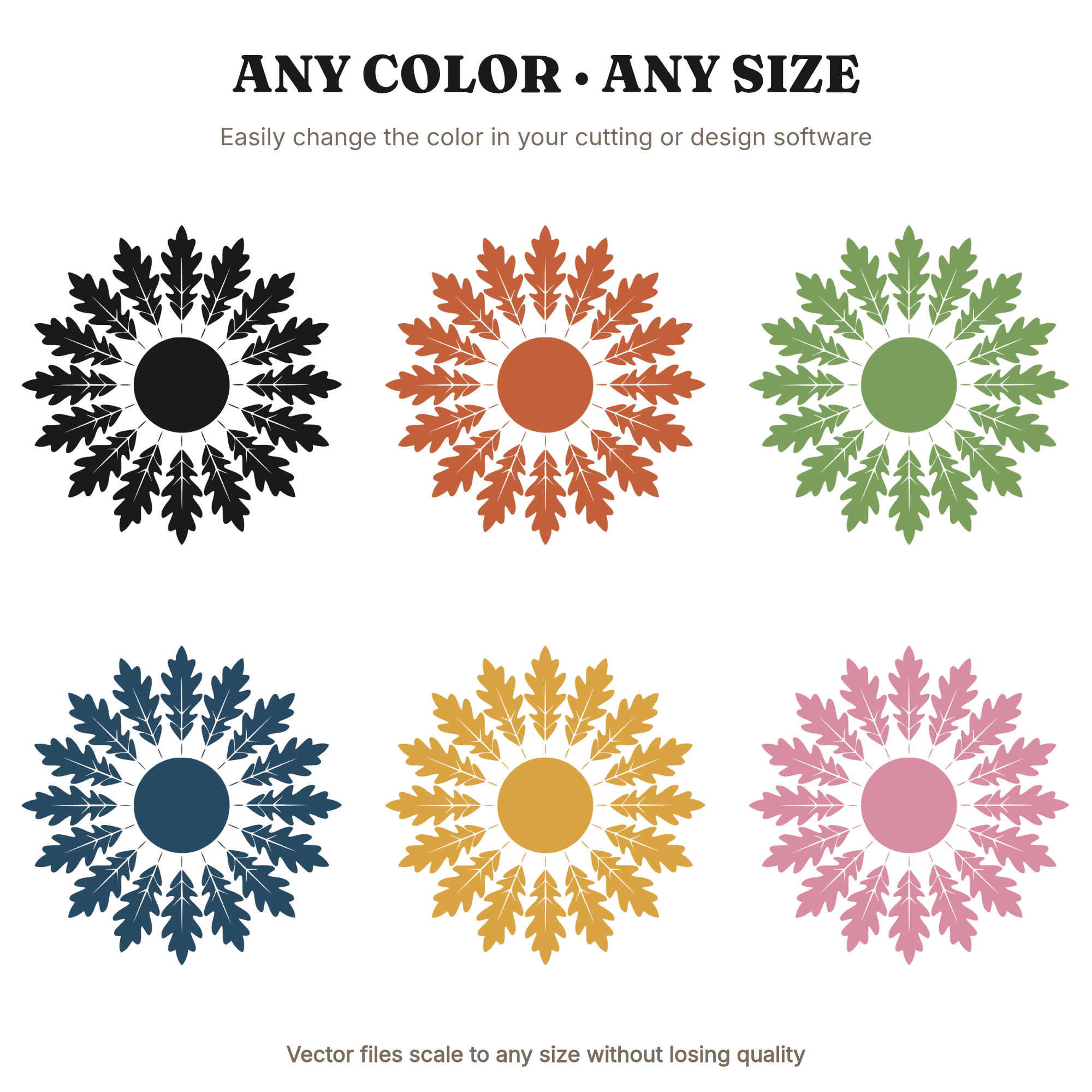 Autumn Equinox Oak Leaf Mandala SVG PNG, Celestial Fall Leaves Cut File, Twelve Spoke Sacred Geometry, view 2