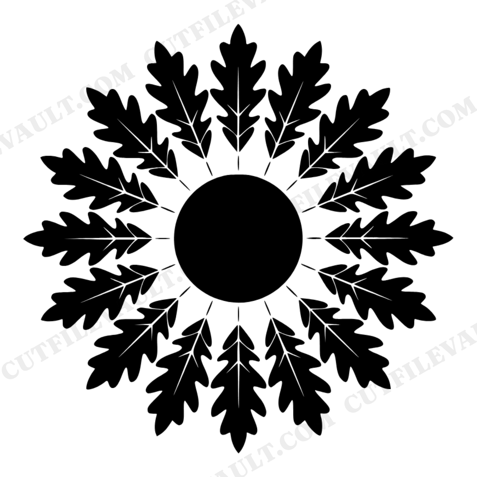 Autumn Equinox Oak Leaf Mandala SVG PNG, Celestial Fall Leaves Cut File, Twelve Spoke Sacred Geometry, view 1