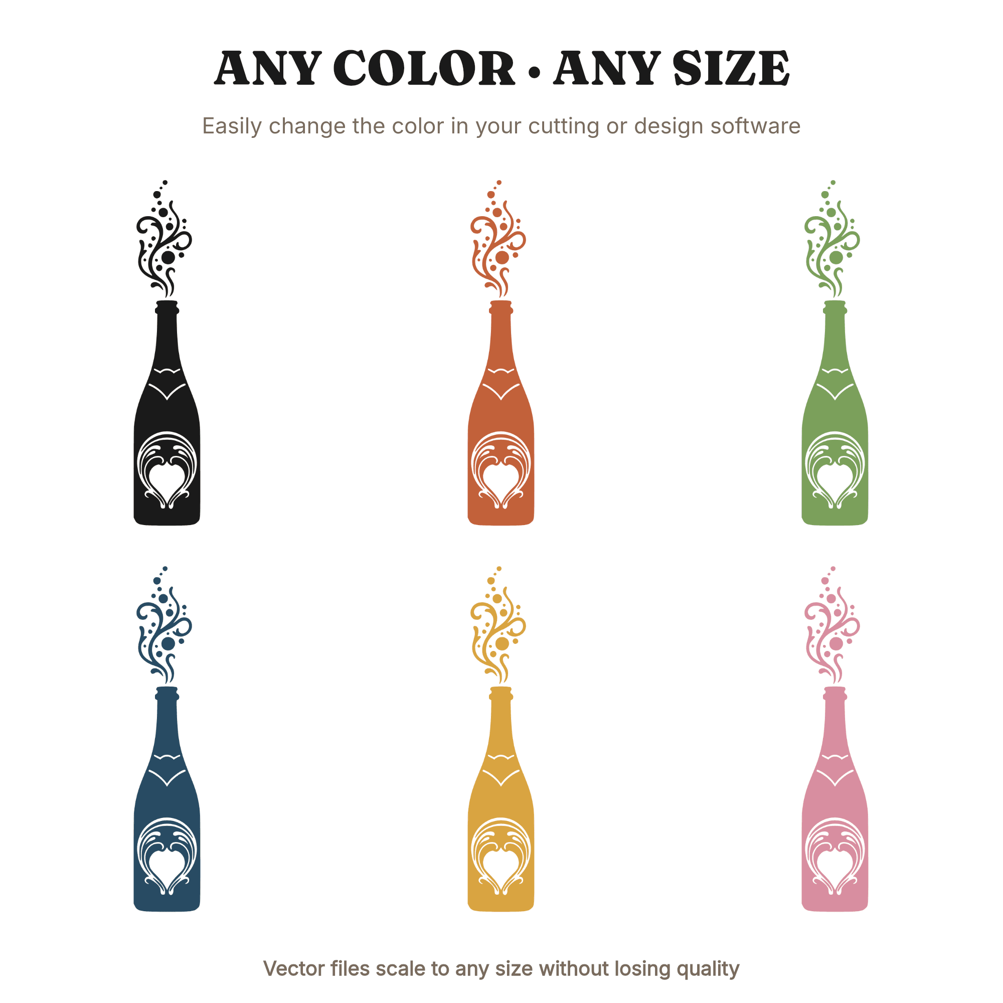 Art Nouveau Champagne Bottle SVG PNG, Vintage Botanical Bubbles Cut File for New Year's Eve, view 2