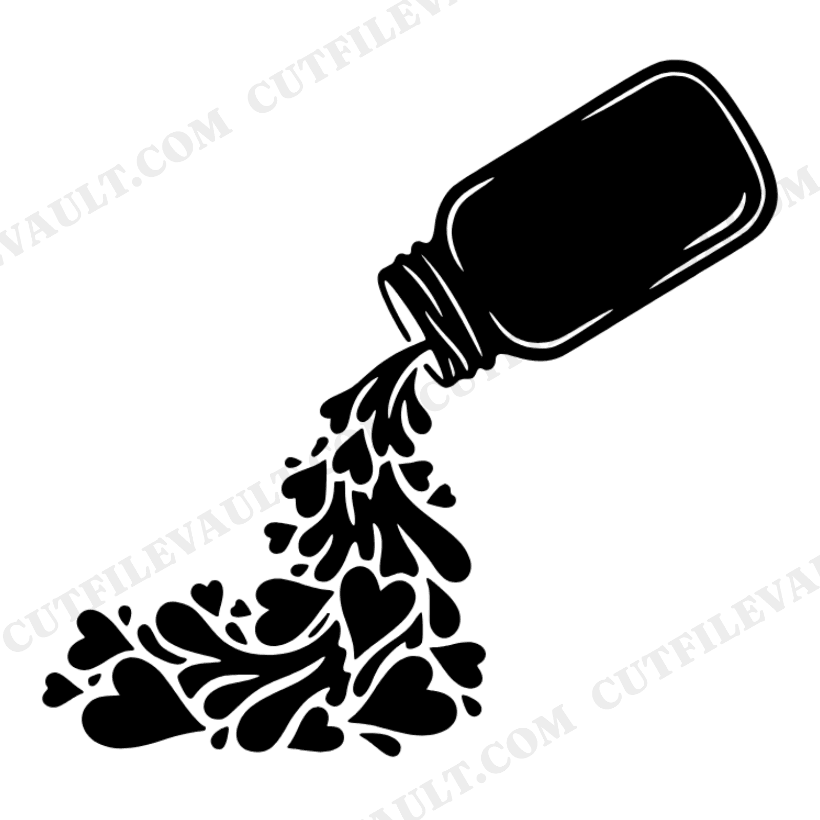 Tilted Mason Jar Heart Cascade SVG PNG Farmhouse Valentine Silhouette Cut File Monogram, view 1