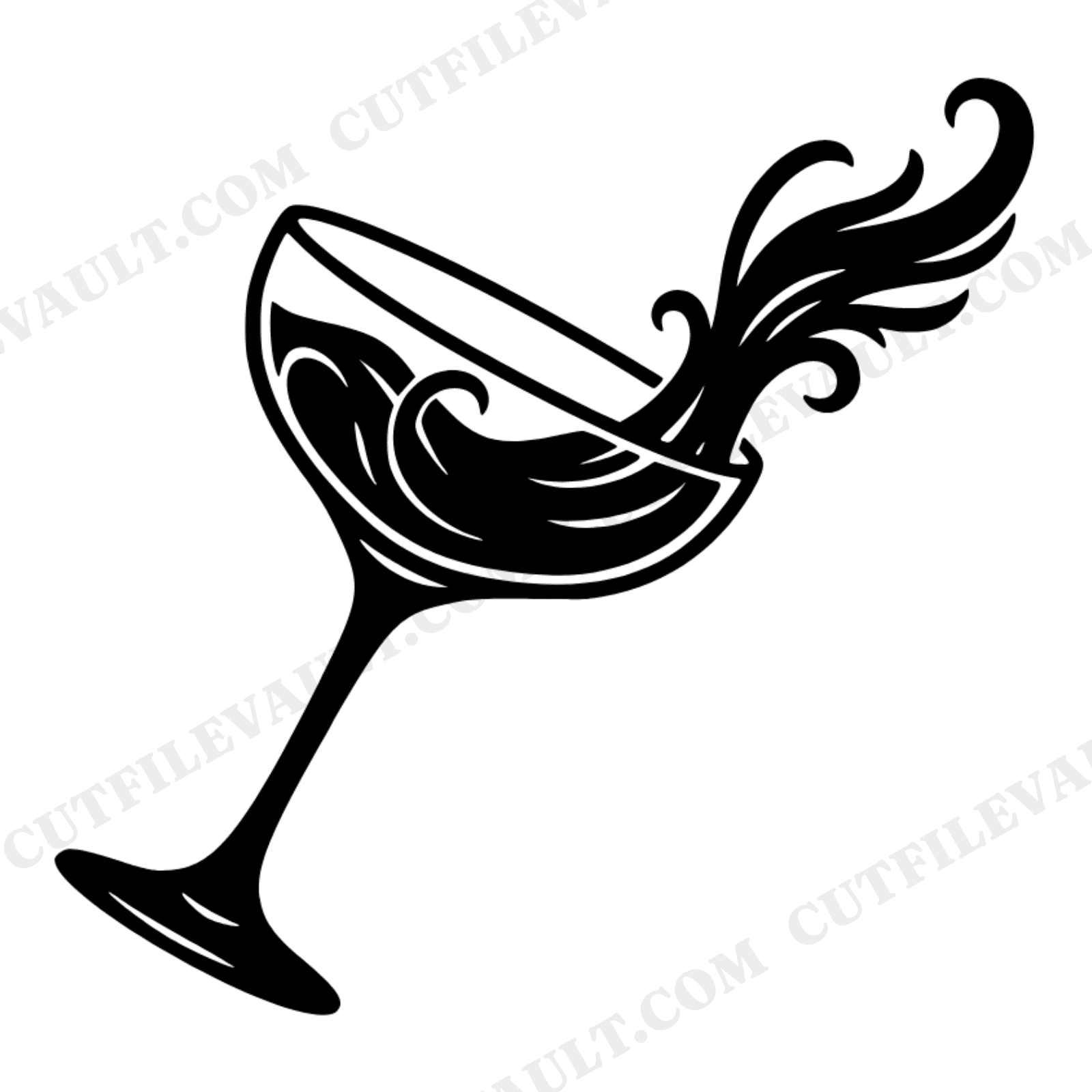 Vintage Champagne Coupe Pour SVG PNG Art Nouveau Wedding Toast Silhouette Cut File, view 1