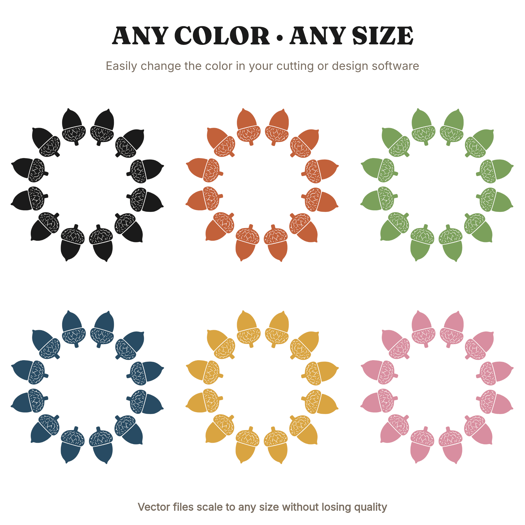 Twelve Acorn Mandala Wreath SVG PNG Farmhouse Autumn Decor Cut File Symmetrical Design, view 2
