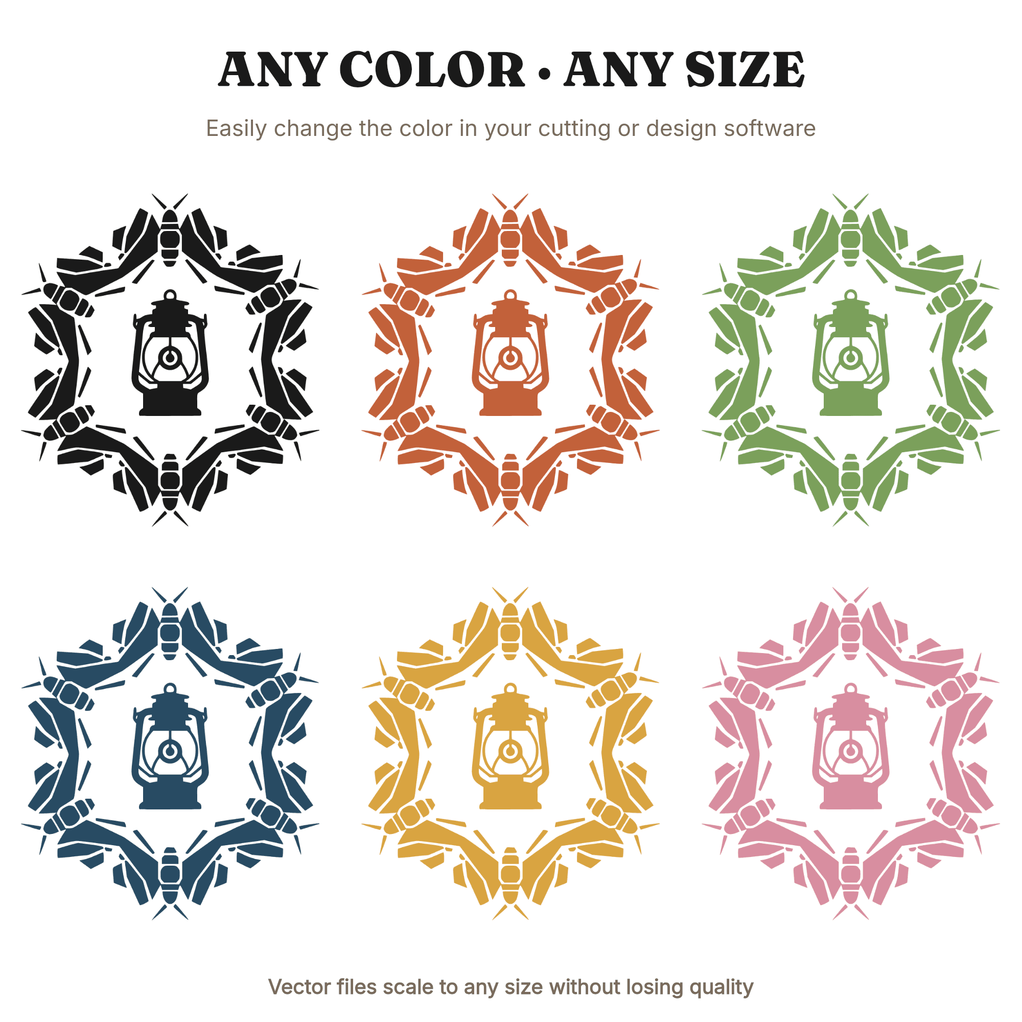 Overhead Lantern Moth Spiral SVG PNG, Vintage Camping Lantern Top View Cut File, Fall Outdoor Adventure, view 2