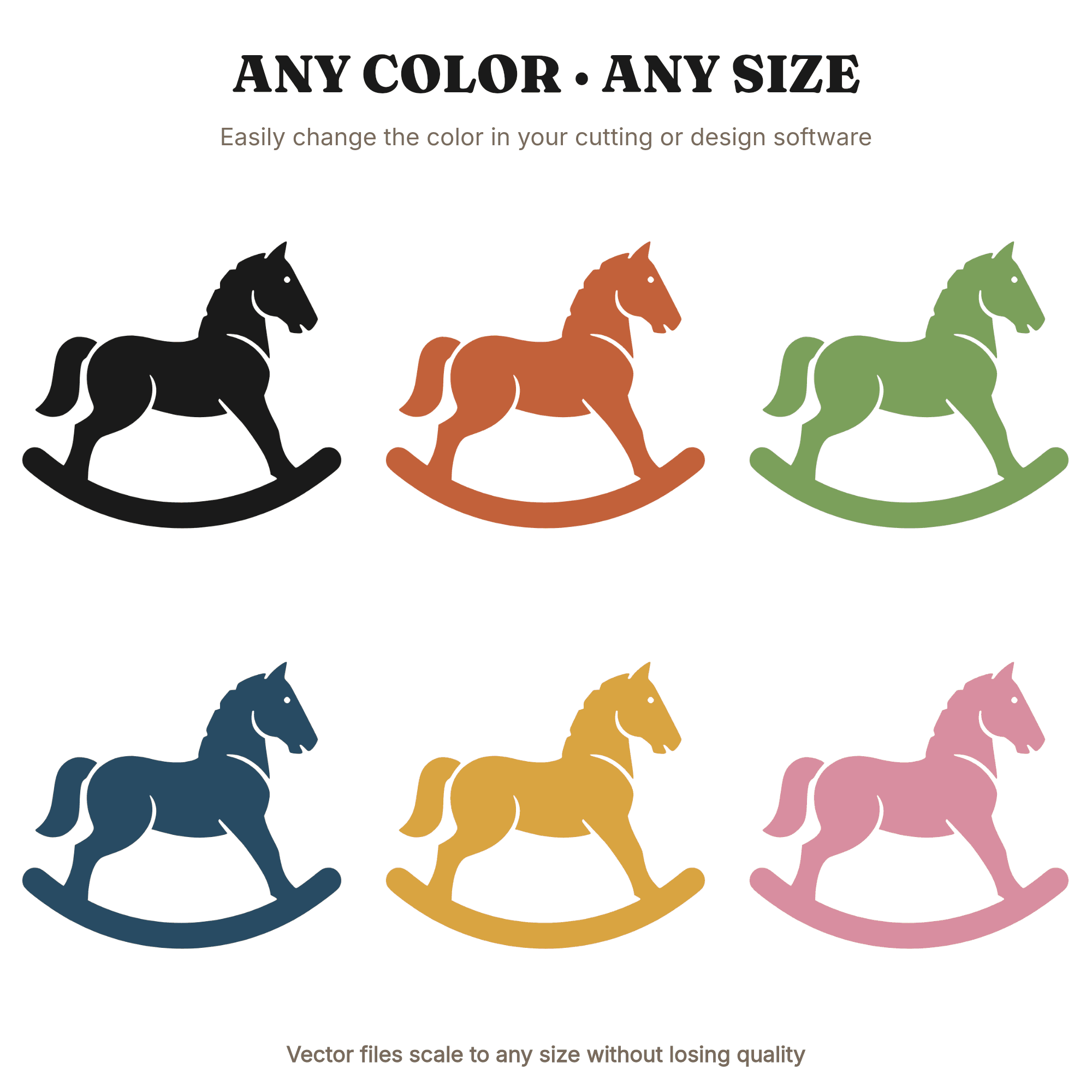 Rocking Horse SVG PNG, Modern Brutalist Christmas Nursery Decor Cut File for Vinyl Cricut, view 2