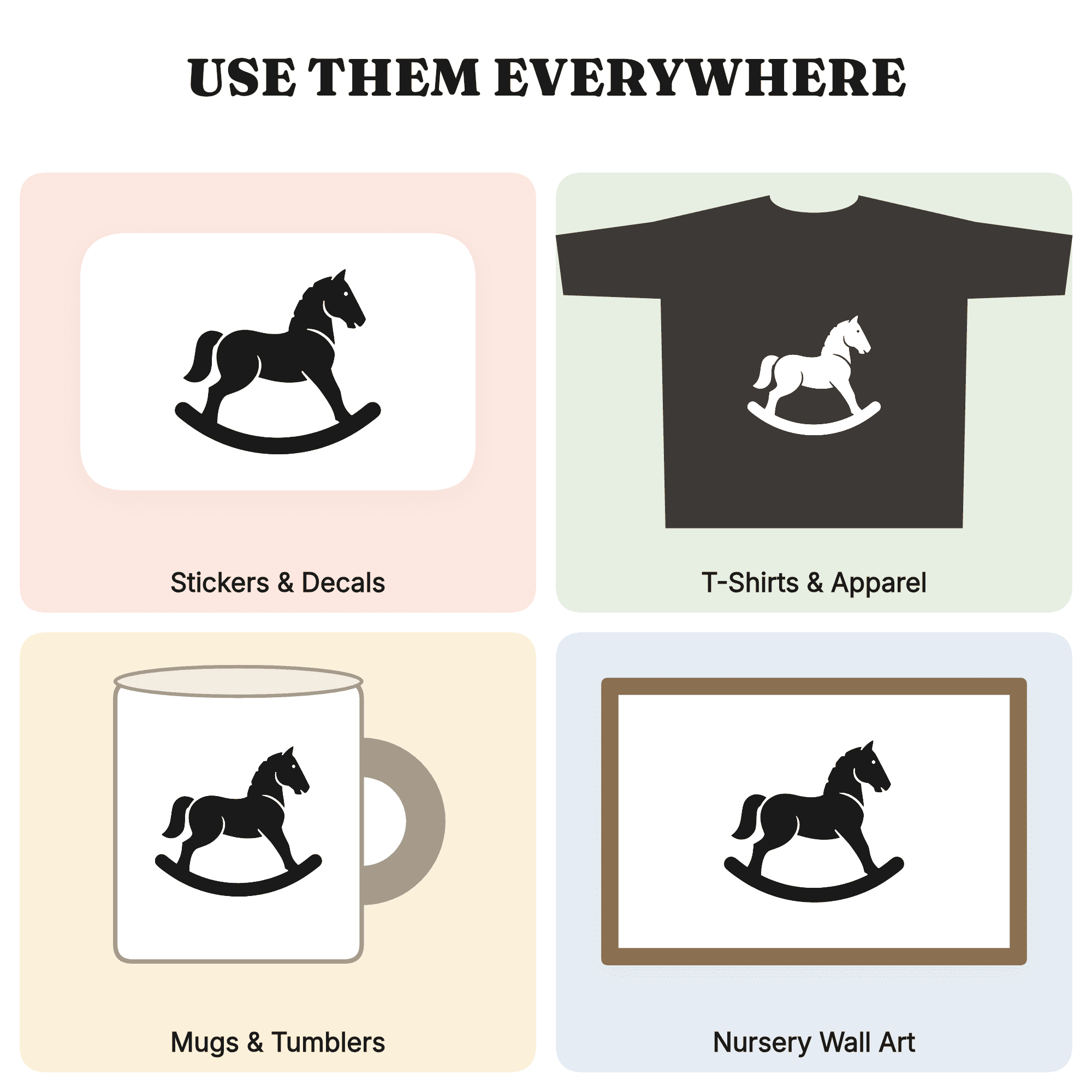 Rocking Horse SVG PNG, Modern Brutalist Christmas Nursery Decor Cut File for Vinyl Cricut, view 3