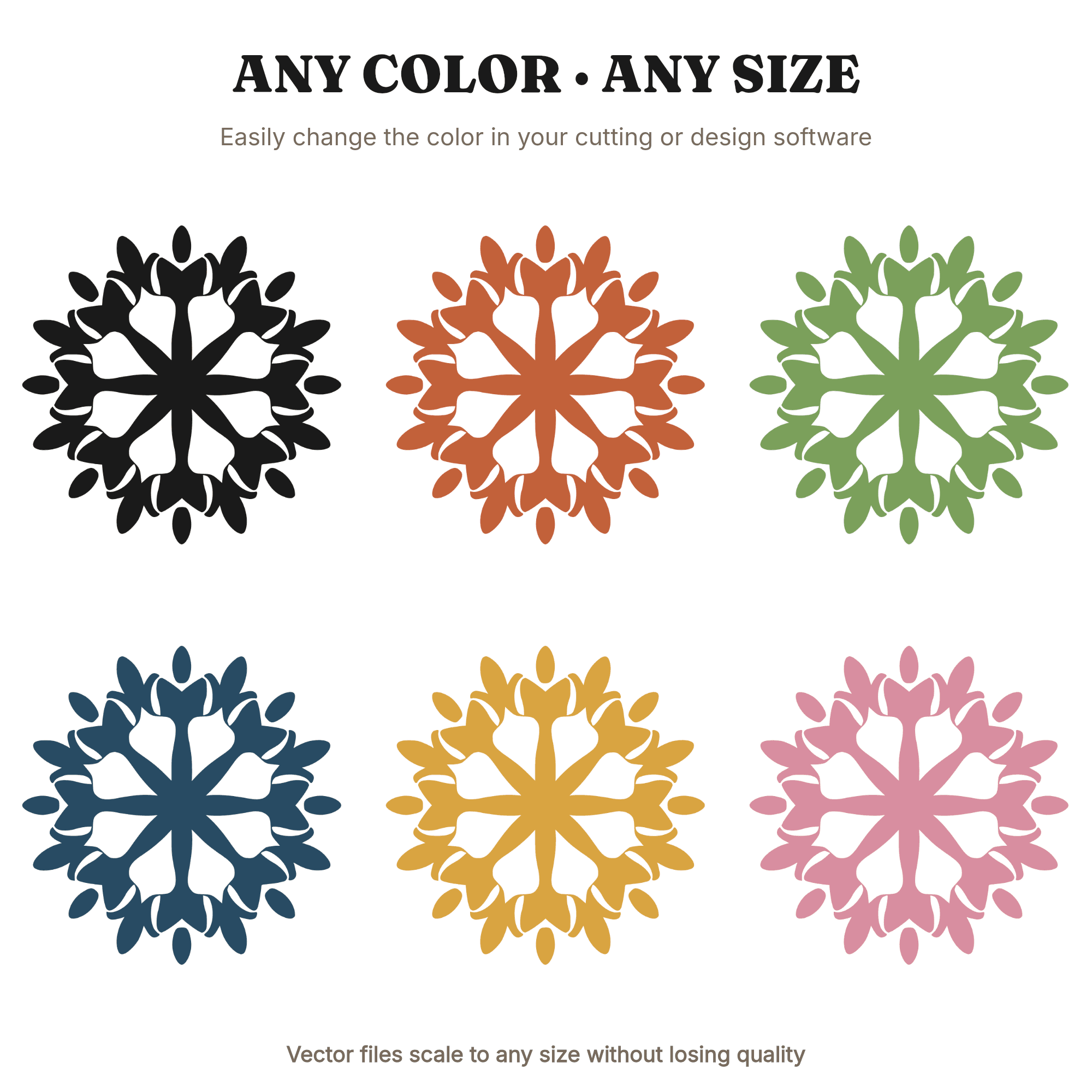 Retro Crystal Mandala SVG PNG, 70s Radial Burst Geometric Snowflake Silhouette Cut File, view 2