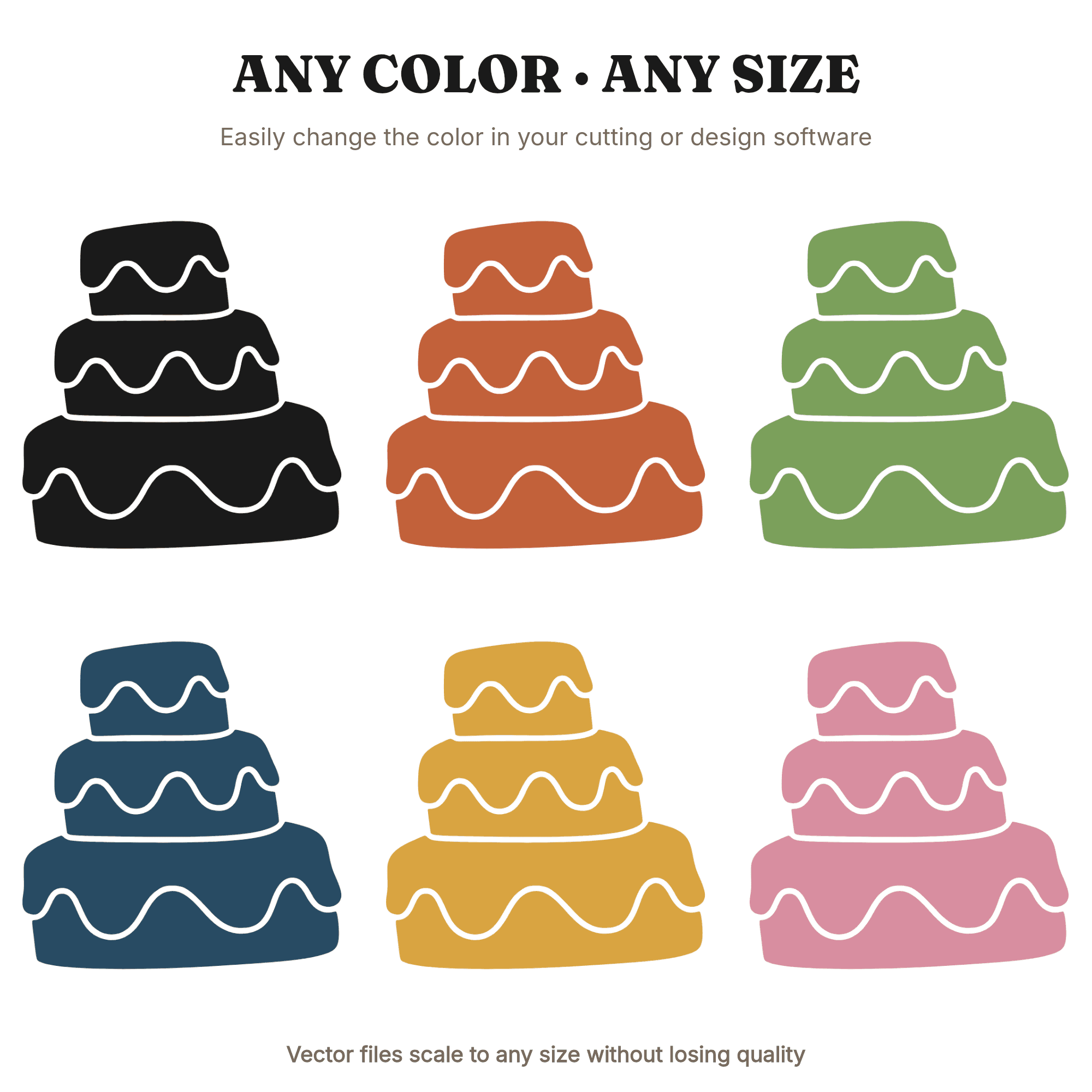 Groovy Tilted Wedding Cake SVG PNG, Retro 70s Wave Tiered Cake Silhouette Cut File for Cricut, view 2