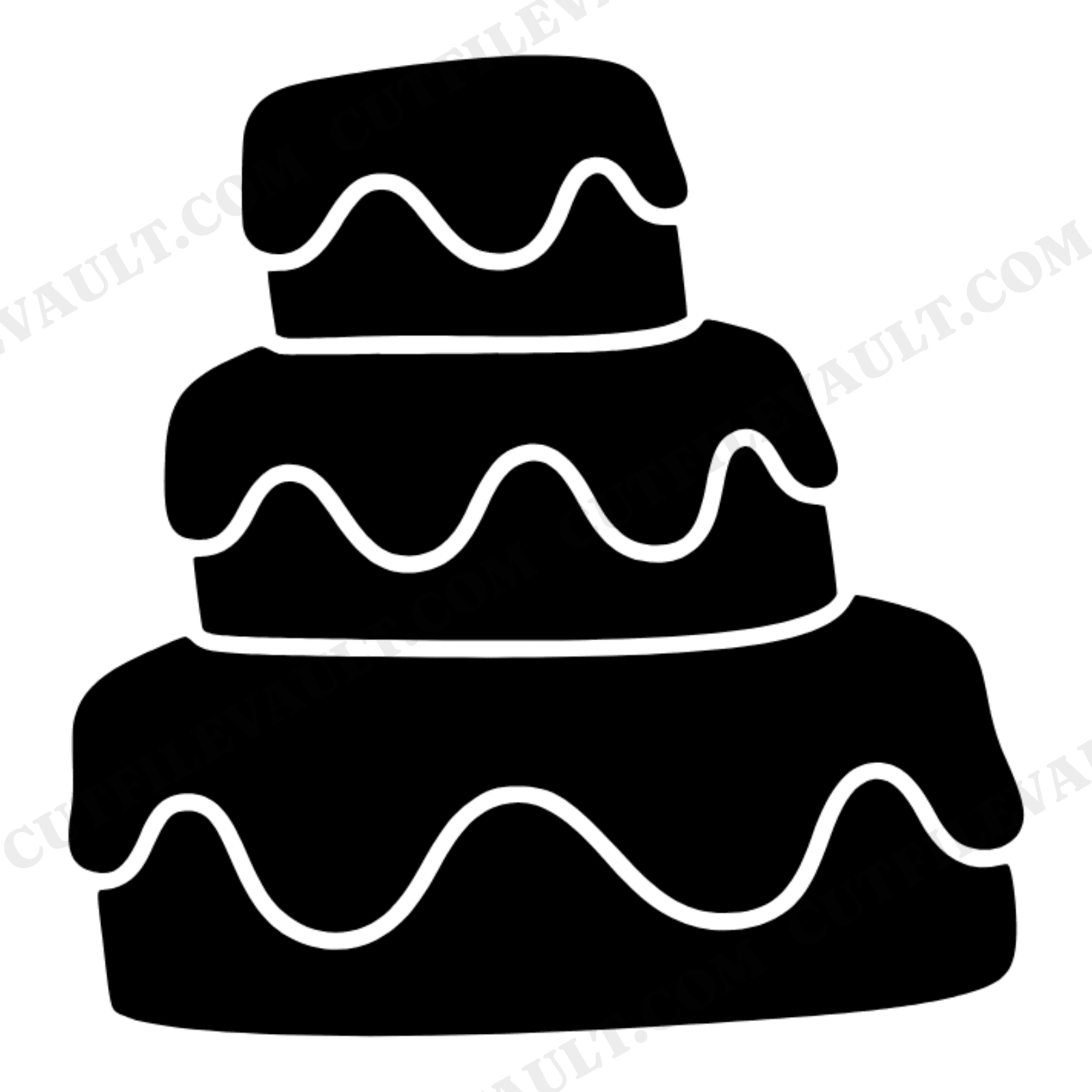 Groovy Tilted Wedding Cake SVG PNG, Retro 70s Wave Tiered Cake Silhouette Cut File for Cricut, view 1