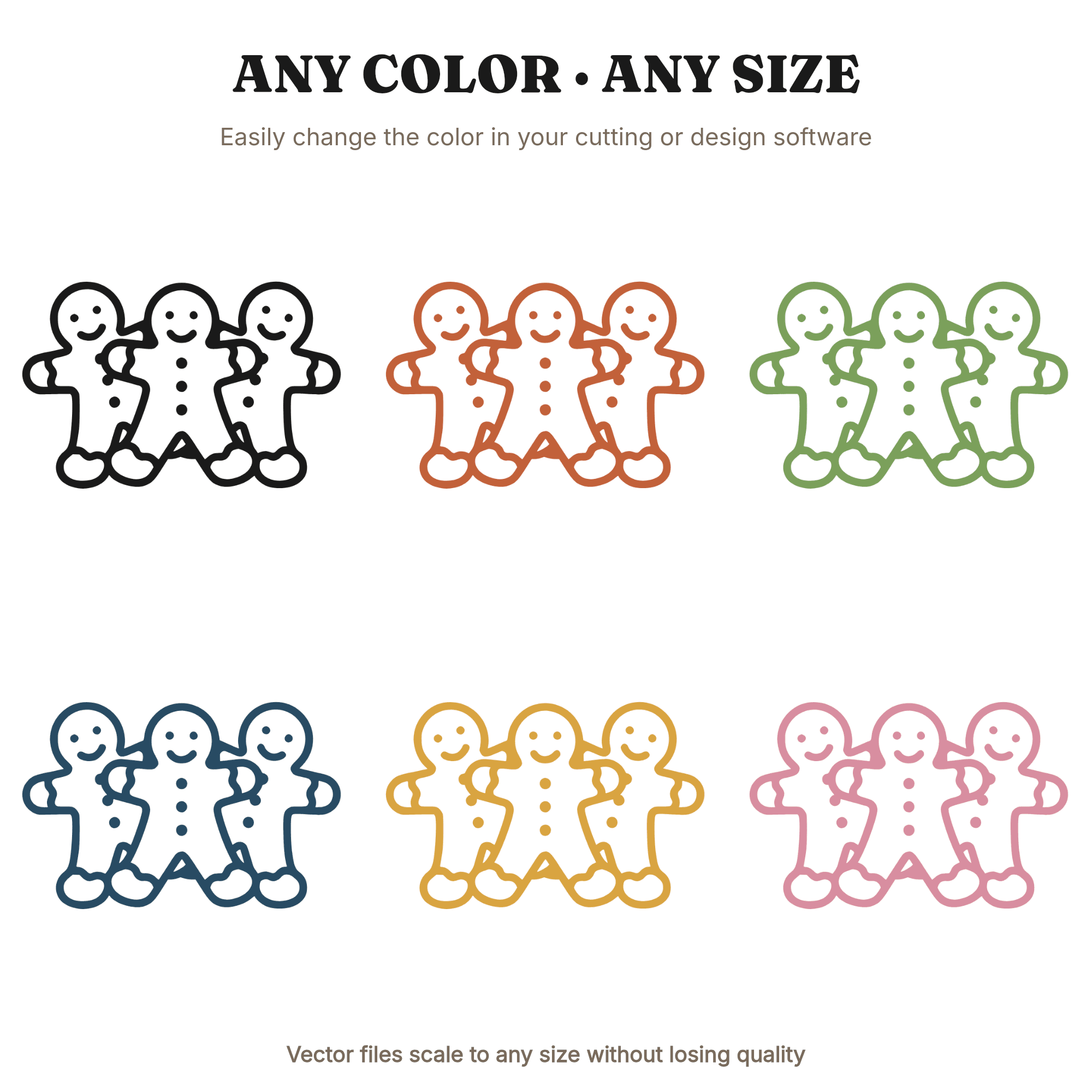Gingerbread Cookie Cutter SVG PNG, Christmas Baking Kitchen Cut File, Holiday Line Art Design, view 2