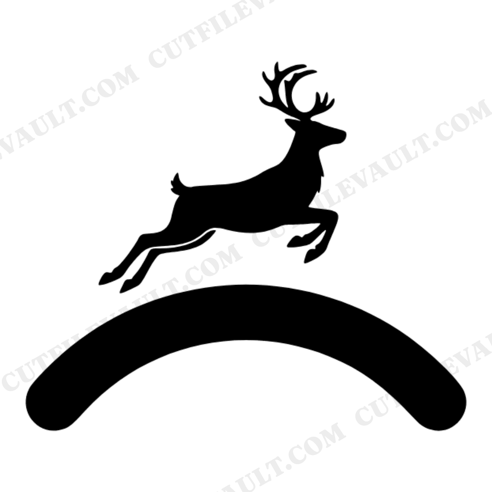 Leaping Reindeer Over Chrome Bubble Arc SVG PNG, Scandinavian Line Art Christmas Ornament Cut File, view 1