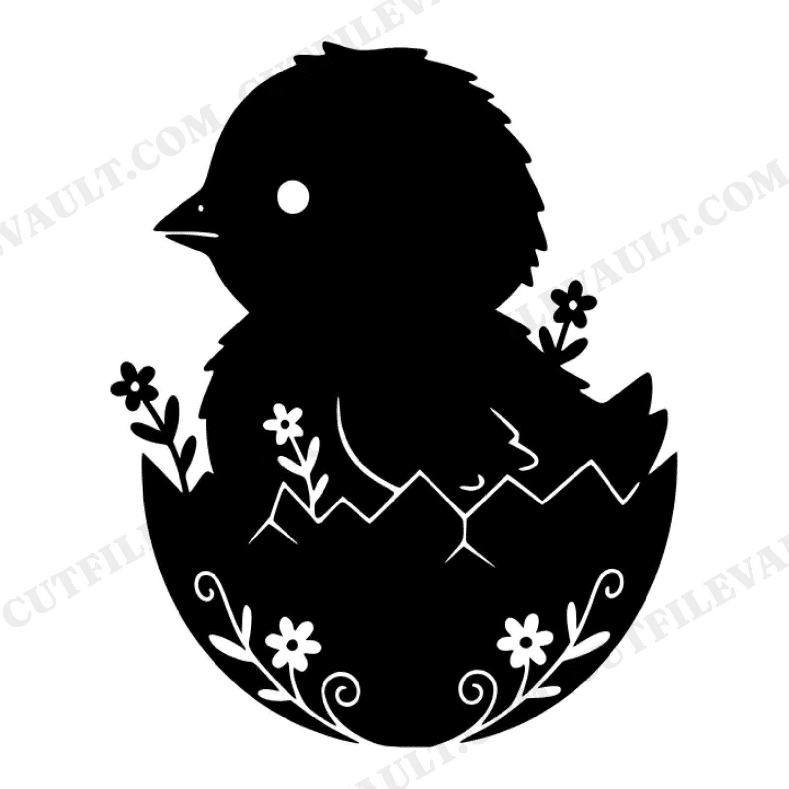 Easter Chick Hatching SVG PNG, Cottagecore Floral Cut File, Nursery Decor, Spring Birthday