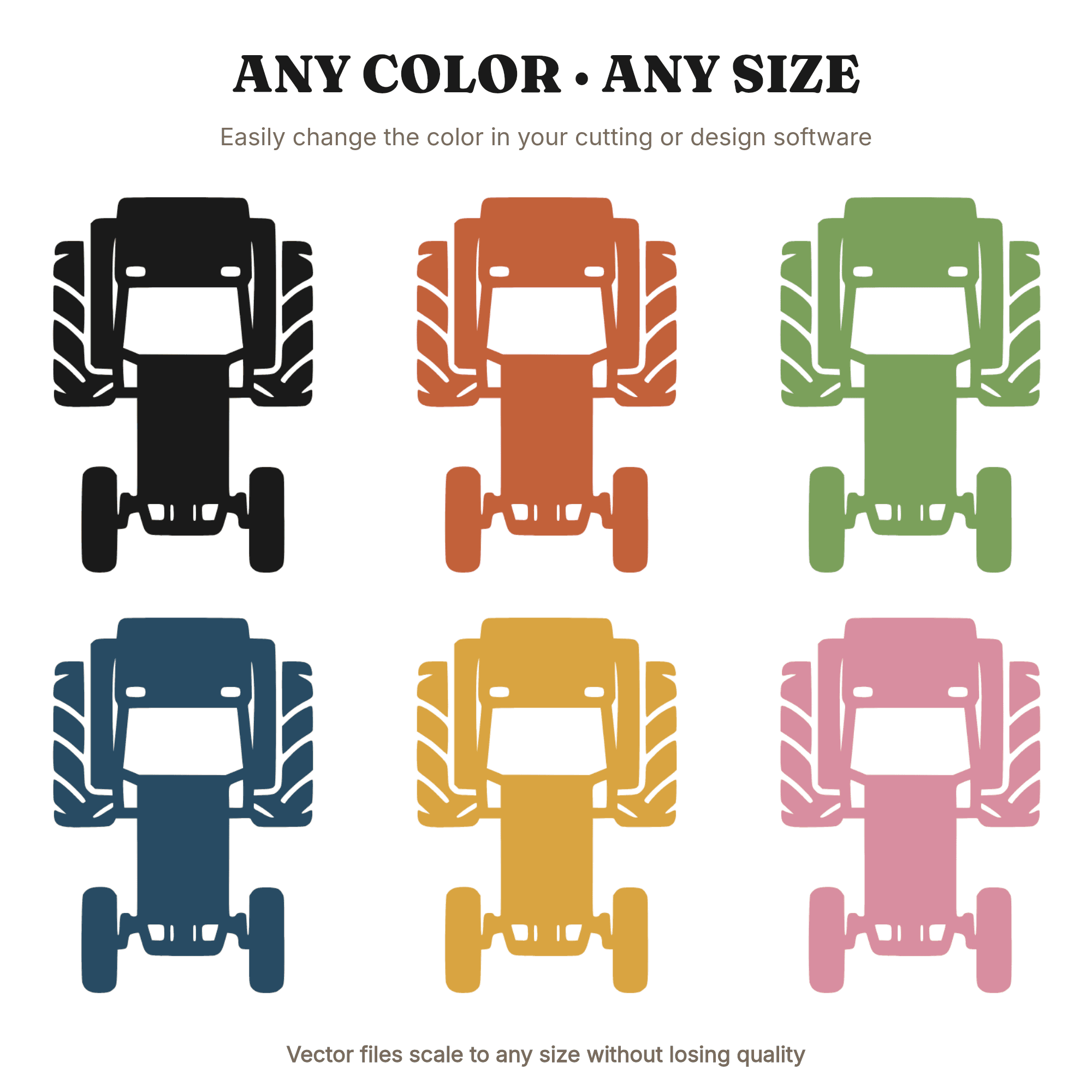 Farm Tractor Overhead View SVG PNG, Top View Tractor Silhouette Cut File, Mid Century Nursery, view 2