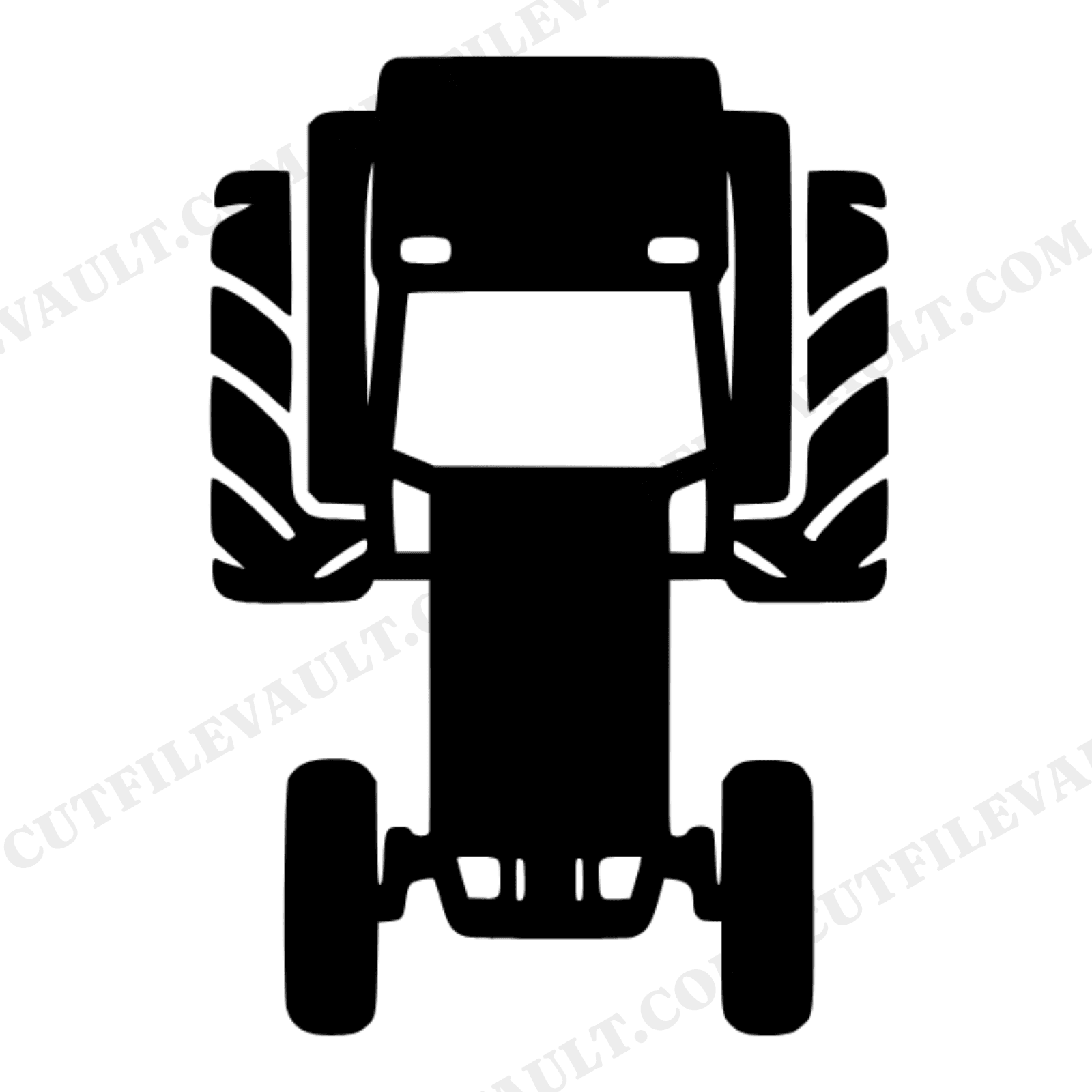 Farm Tractor Overhead View SVG PNG, Top View Tractor Silhouette Cut File, Mid Century Nursery, view 1