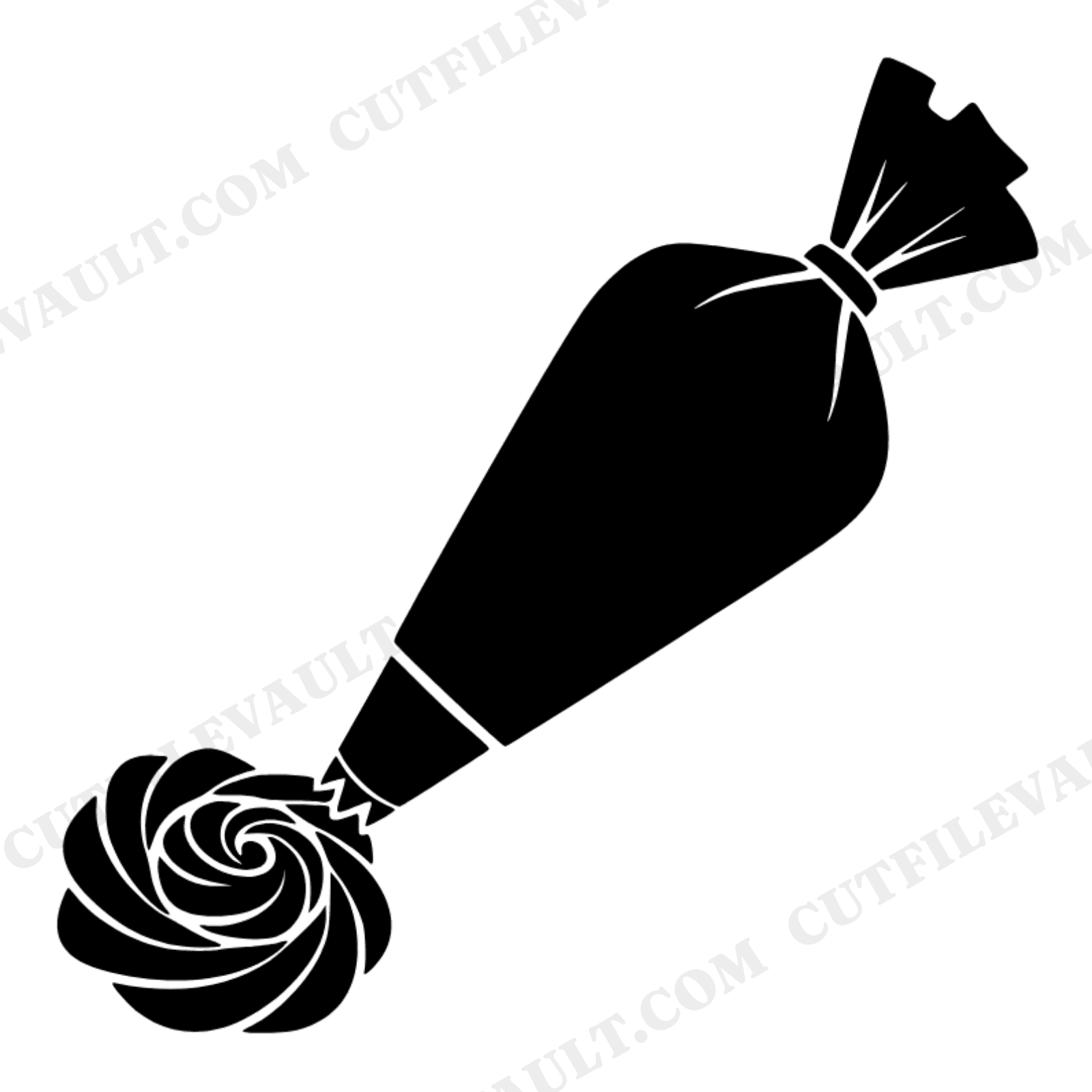 Piping Bag SVG, Pastry Bag with Frosting Rosette PNG, Bakery Tool Cut File for Cake Decorating, view 1