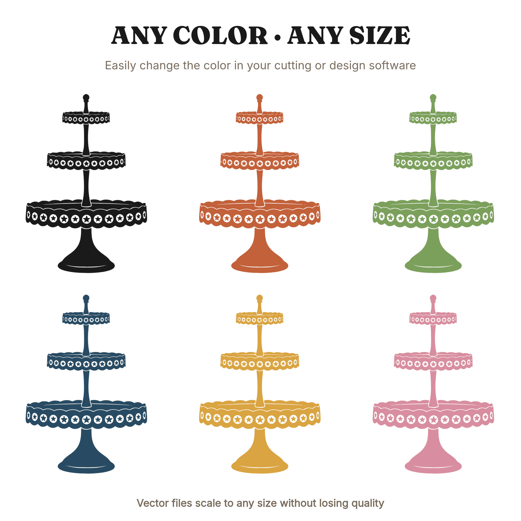 Celestial Tiered Cake Stand SVG PNG, Moon and Stars Bridal Shower Cut File, Mystical Party Decor, view 2