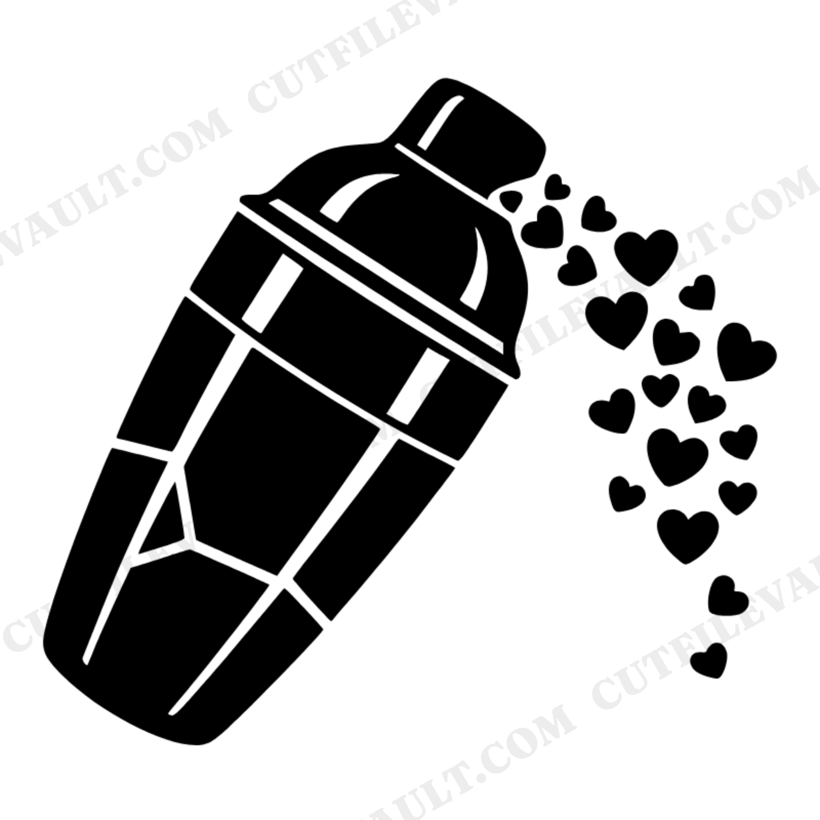Geometric Cocktail Shaker SVG PNG, Valentine's Day Heart Confetti Cut File, Brutalist Bar Cart, view 1