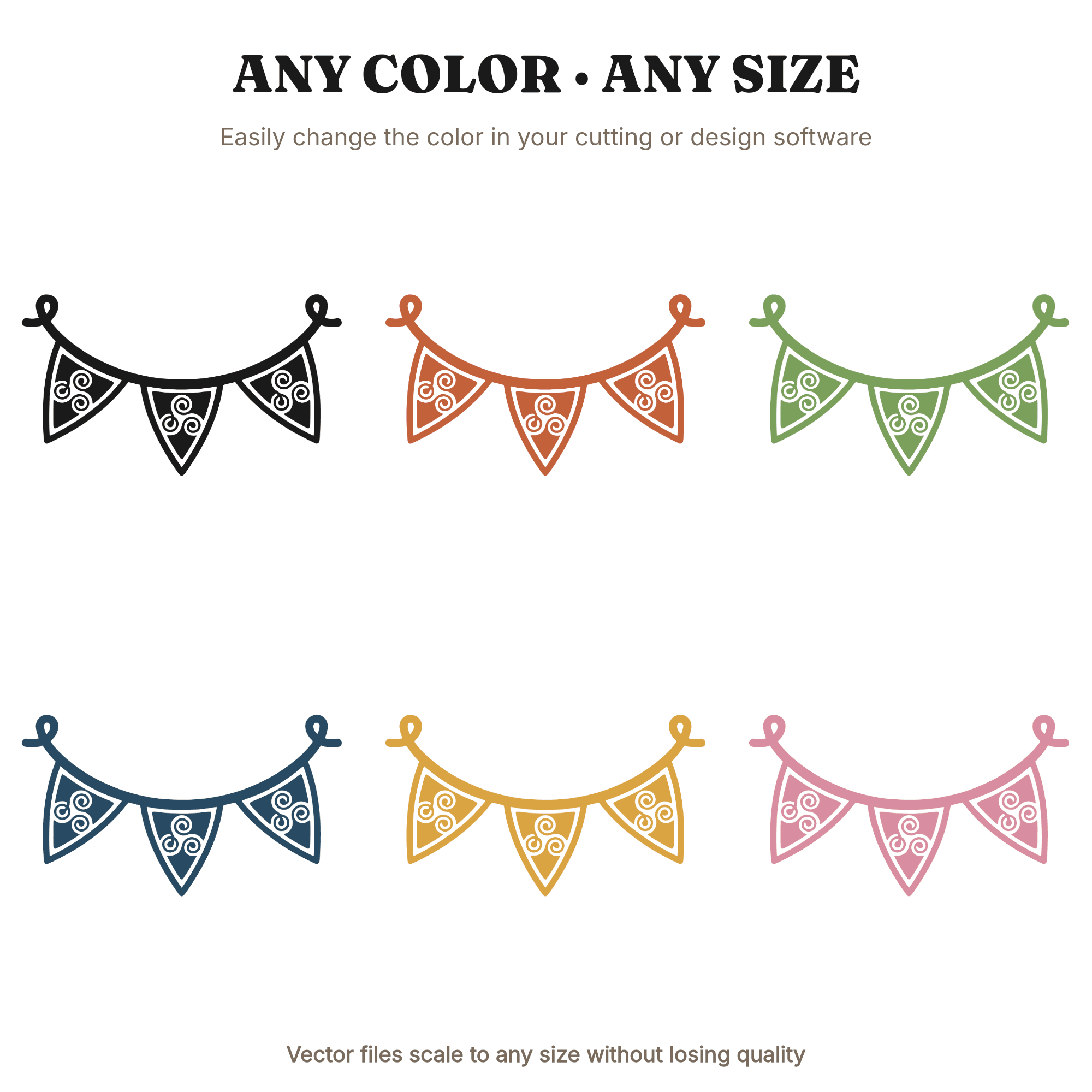 Art Deco Celtic Spiral Bunting SVG PNG, Irish Wedding Garland Cut File, St Patrick's Day Party Banner, view 2