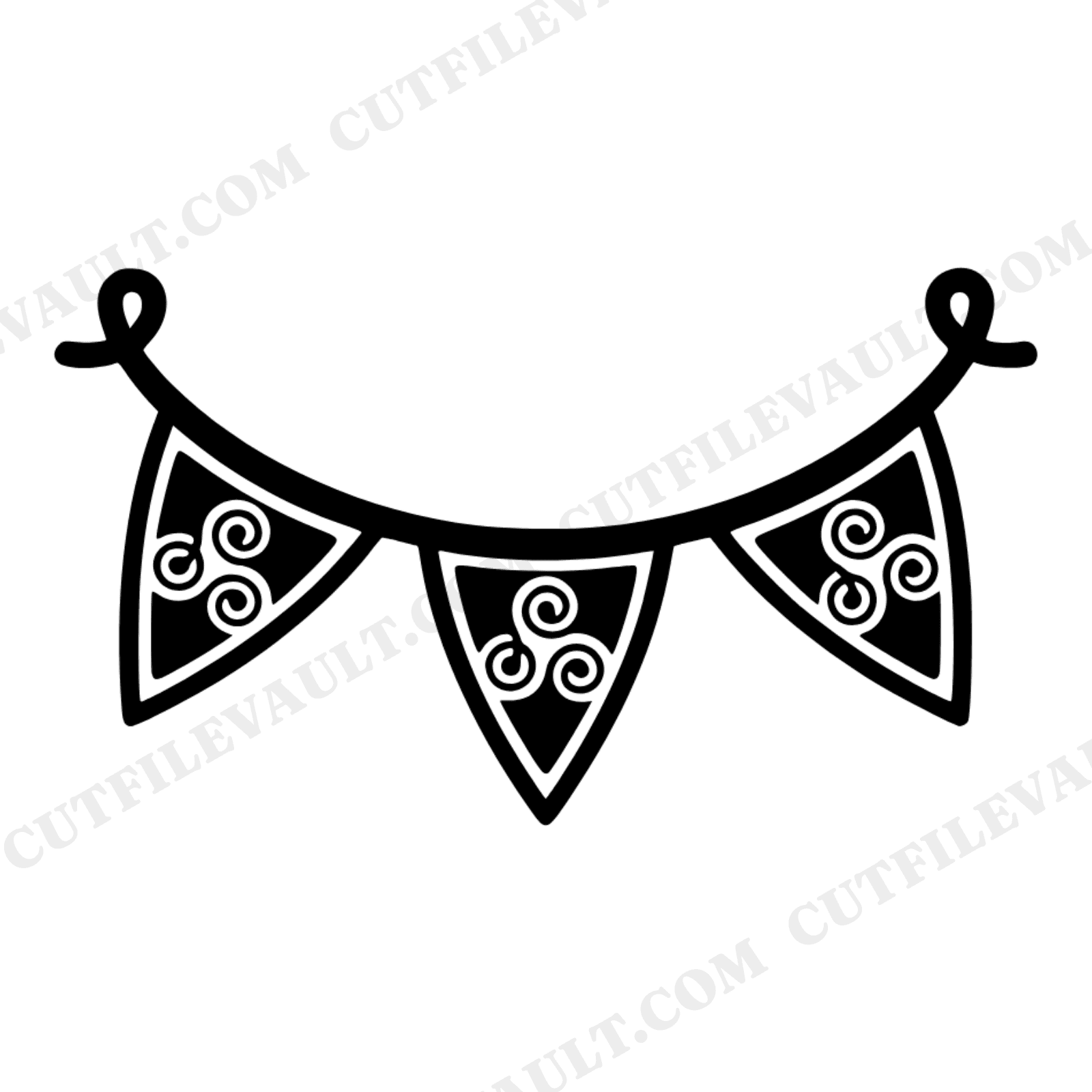 Art Deco Celtic Spiral Bunting SVG PNG, Irish Wedding Garland Cut File, St Patrick's Day Party Banner, view 1