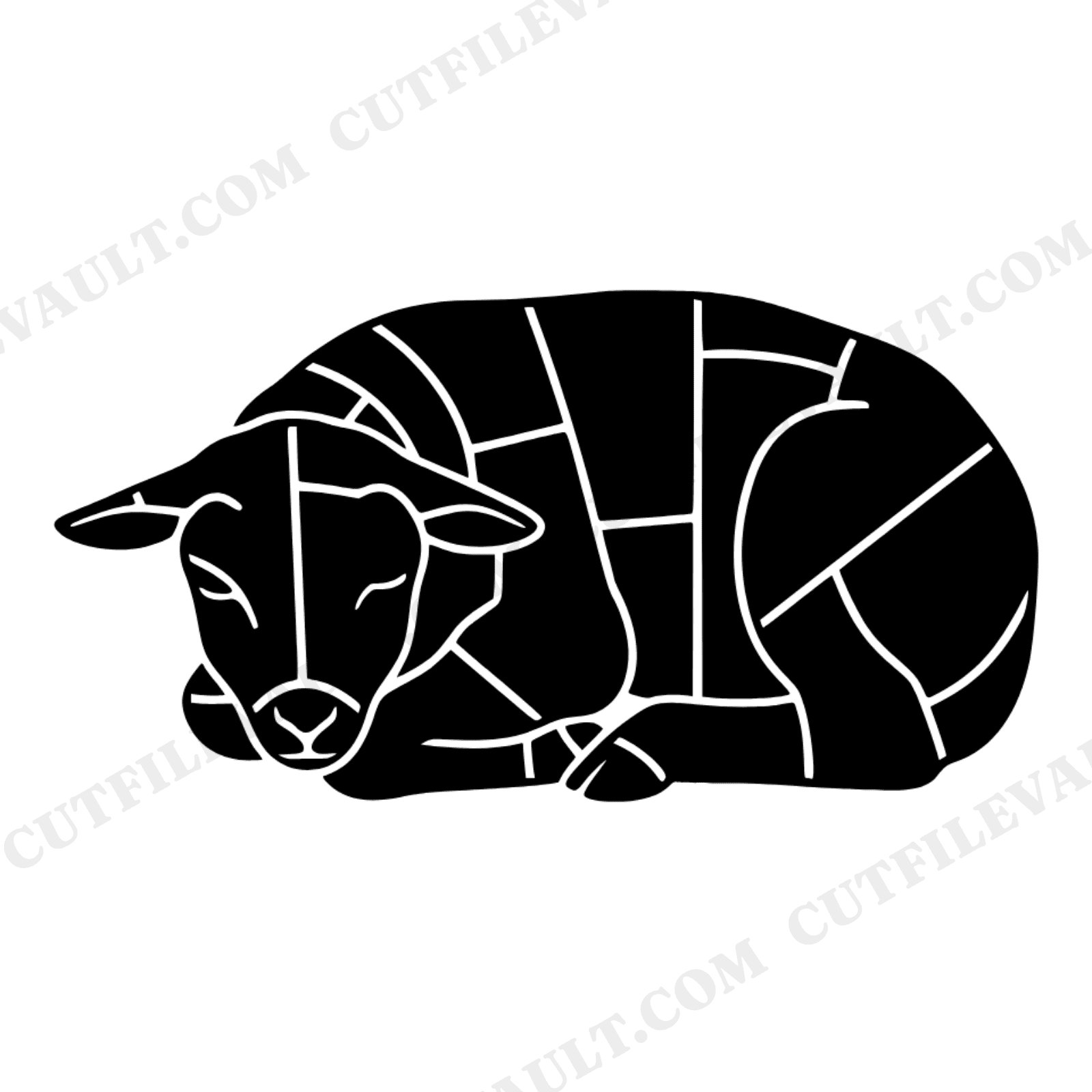 Peaceful Sleeping Lamb SVG PNG Stained Glass Spring Cut File Easter Scandinavian Line Art, view 1