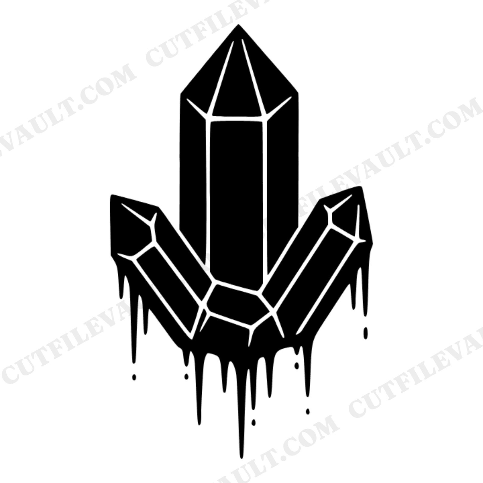 Celestial Crystal Cluster with Icicles SVG PNG, Winter Mystical Boho Christmas Cut File, view 1