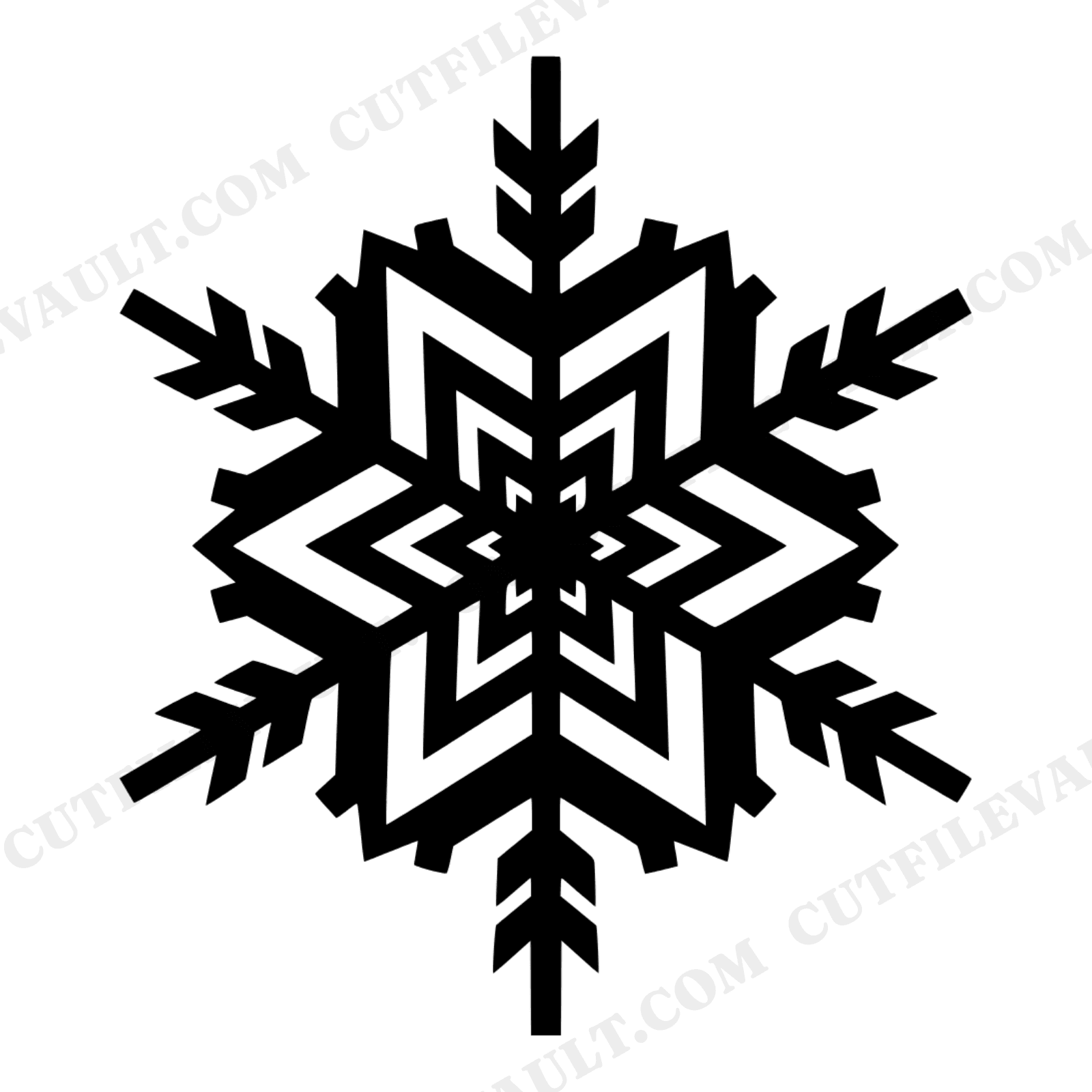Bold Geometric Six Point Snowflake Mandala SVG PNG Winter Wall Art Cut File Farmhouse Decor, view 1