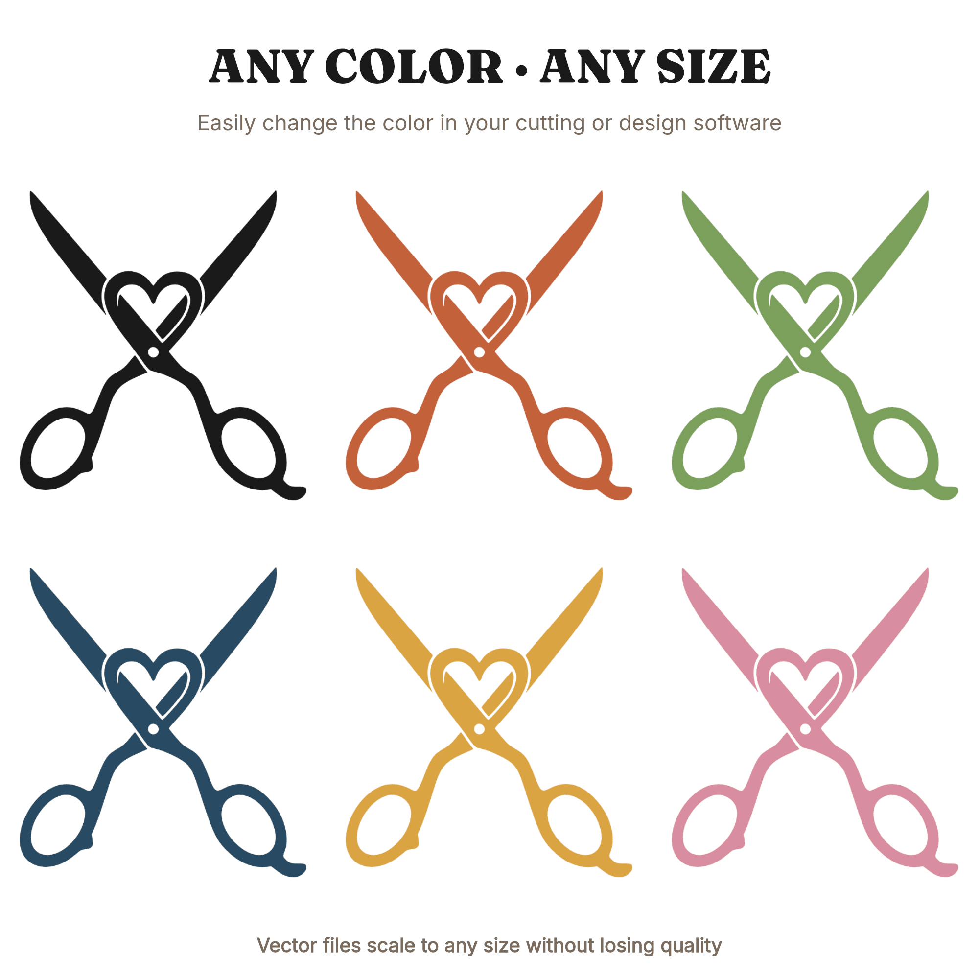 Crossed Scissors Heart Teacher Appreciation SVG PNG Cut File Boho Organic Silhouette Design, view 2