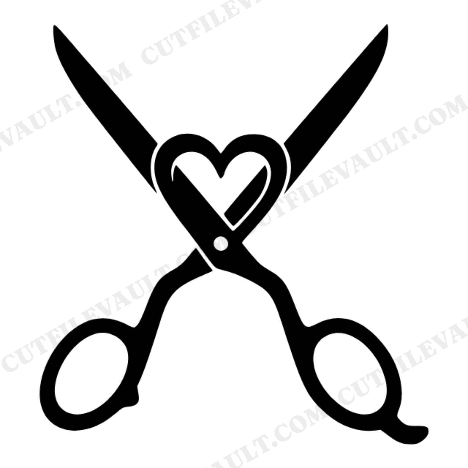Crossed Scissors Heart Teacher Appreciation SVG PNG Cut File Boho Organic Silhouette Design, view 1