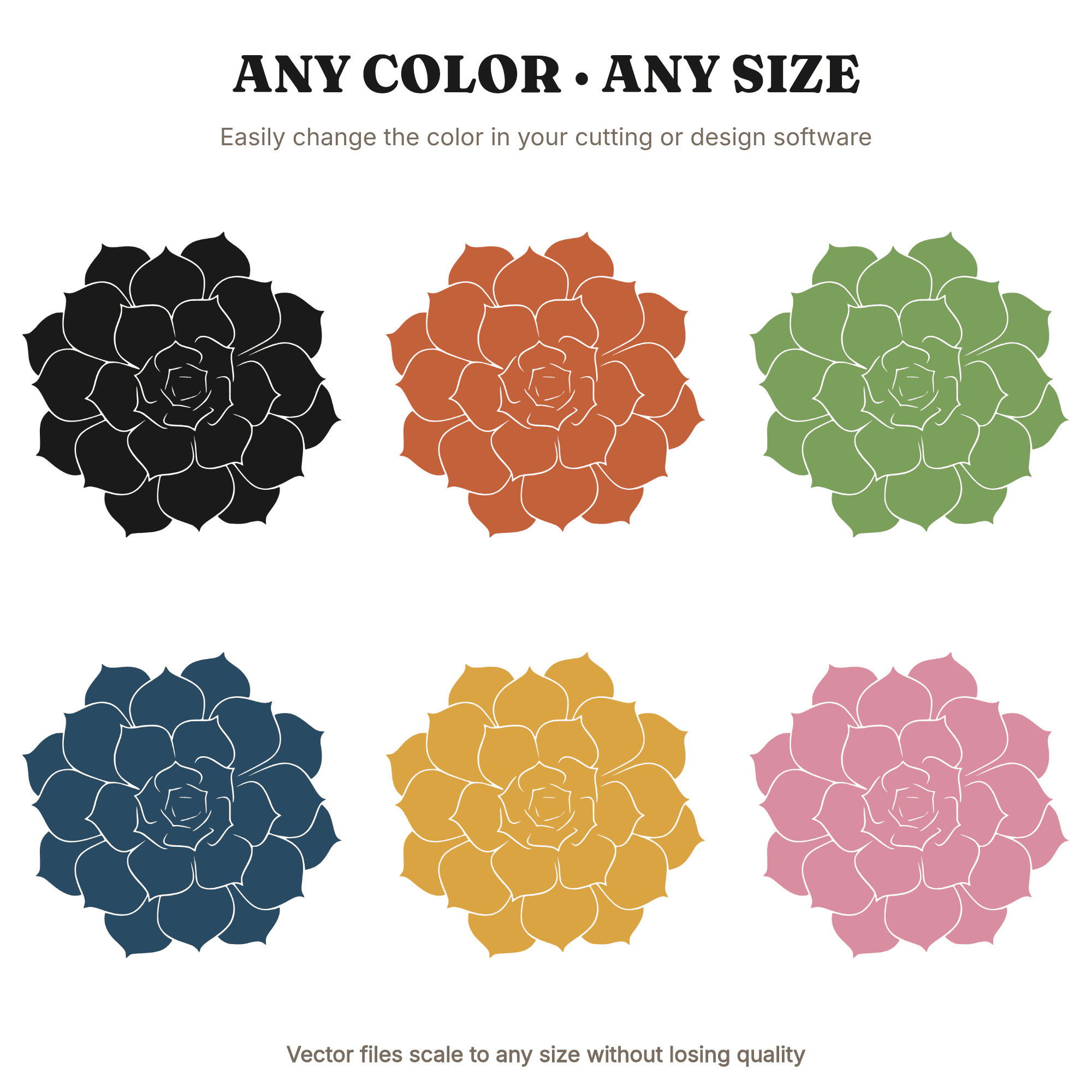 Succulent Rosette SVG PNG Overhead View, Spiral Botanical Cut File for Valentine's Day Crafts, view 2