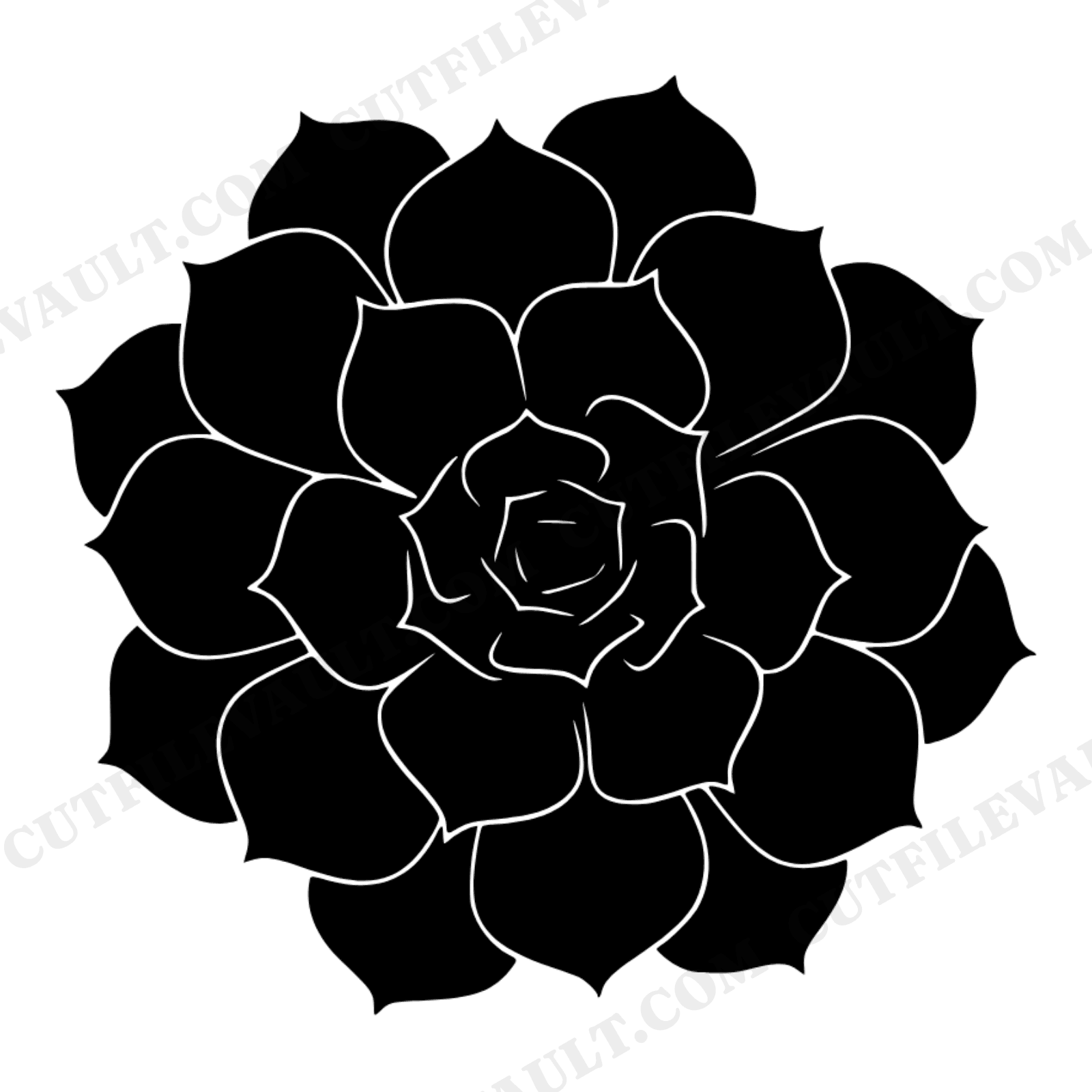 Succulent Rosette SVG PNG Overhead View, Spiral Botanical Cut File for Valentine's Day Crafts, view 1