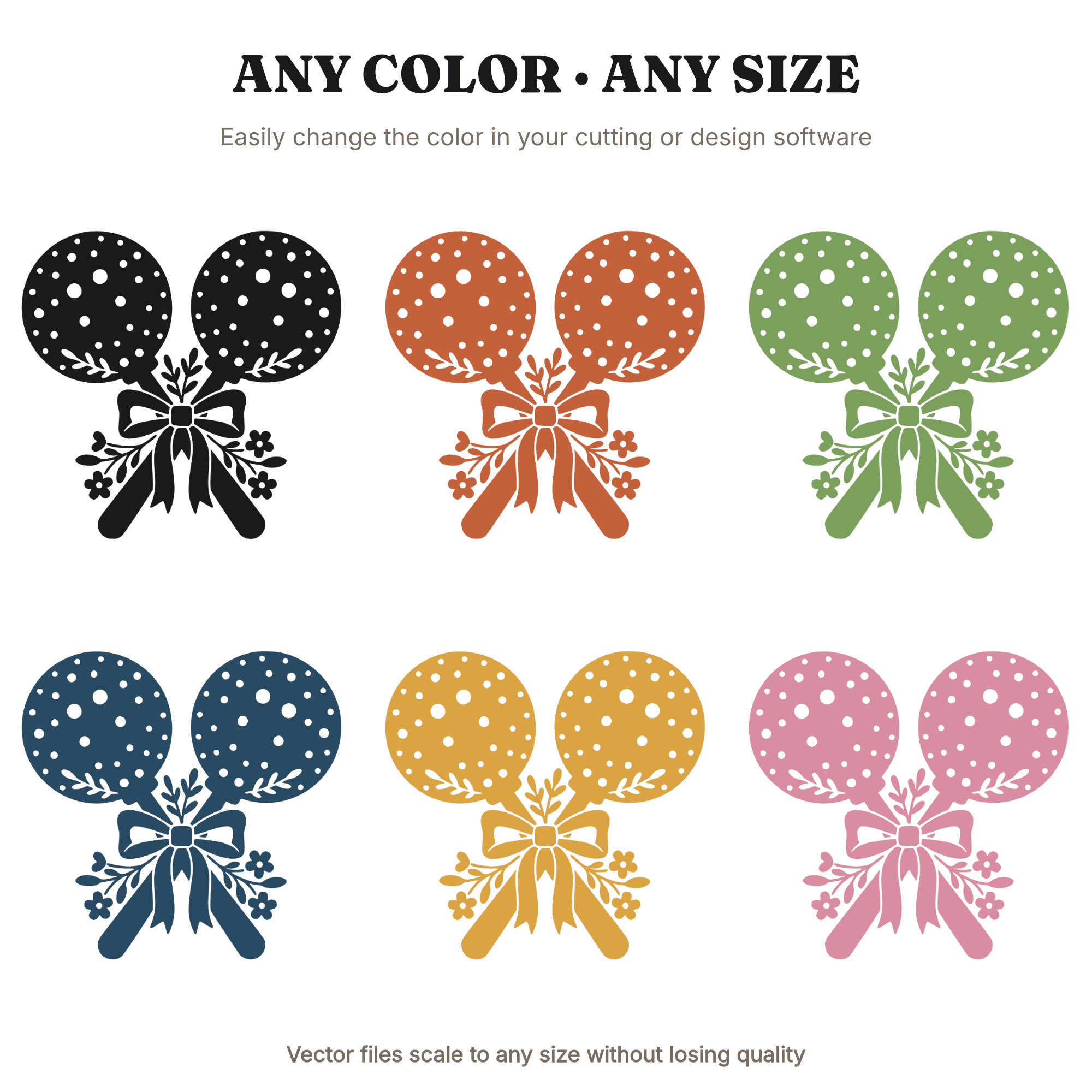 Crossed Baby Rattles SVG PNG with Floral Ribbon Bow Cottagecore Nursery Valentine Decor Cut File, view 2
