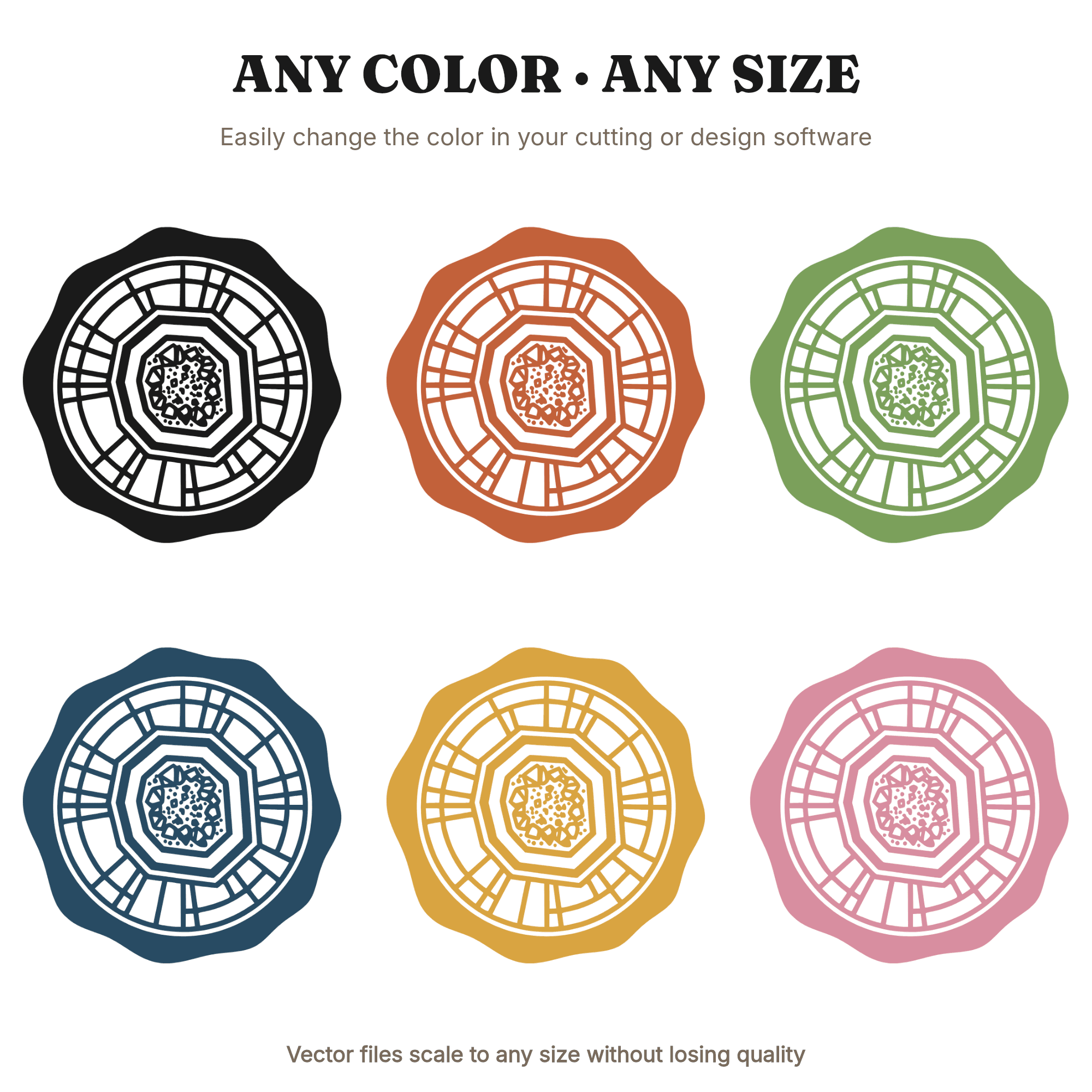 Druzy Crystal Cross Section SVG PNG, Wax Seal Emblem Cut File, Mid Century Geometric Design, view 2