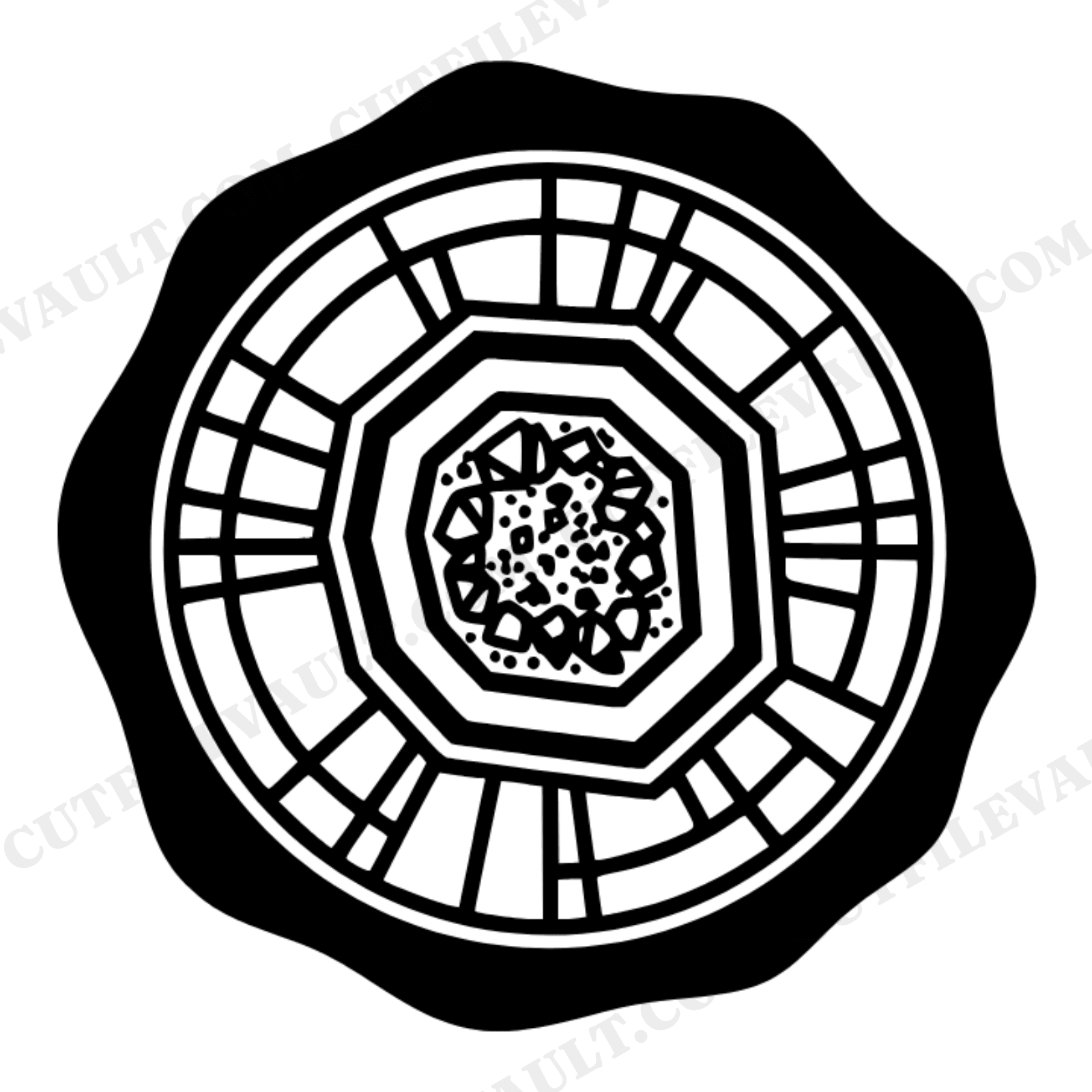 Druzy Crystal Cross Section SVG PNG, Wax Seal Emblem Cut File, Mid Century Geometric Design, view 1