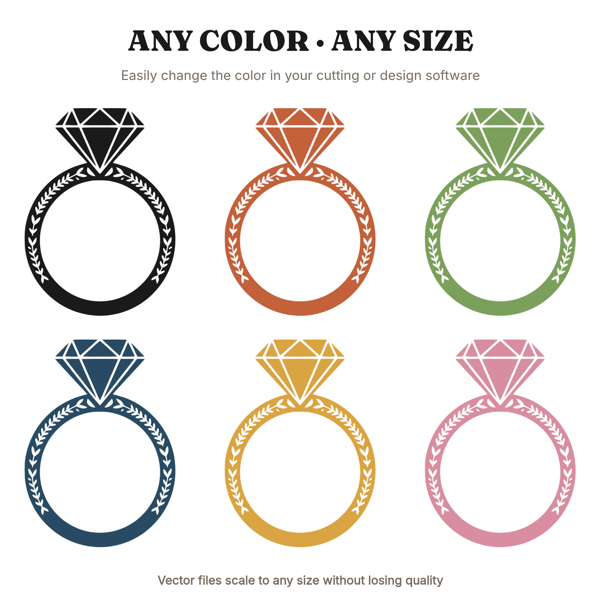 Diamond Engagement Ring SVG PNG, Mid Century Wedding Cut File, Valentine's Day Vinyl Design, view 2