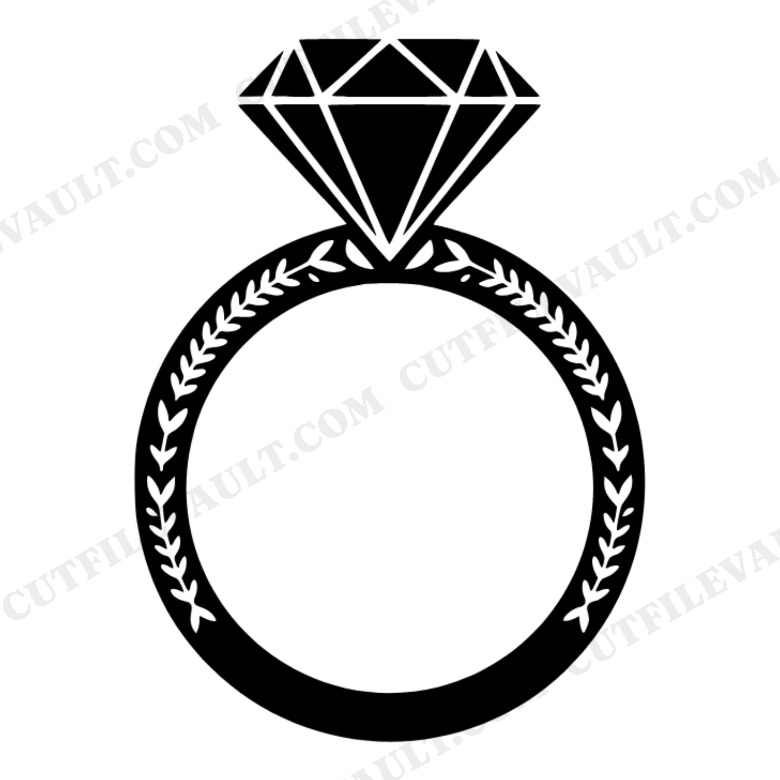 Diamond Engagement Ring SVG PNG, Mid Century Wedding Cut File, Valentine's Day Vinyl Design, view 1