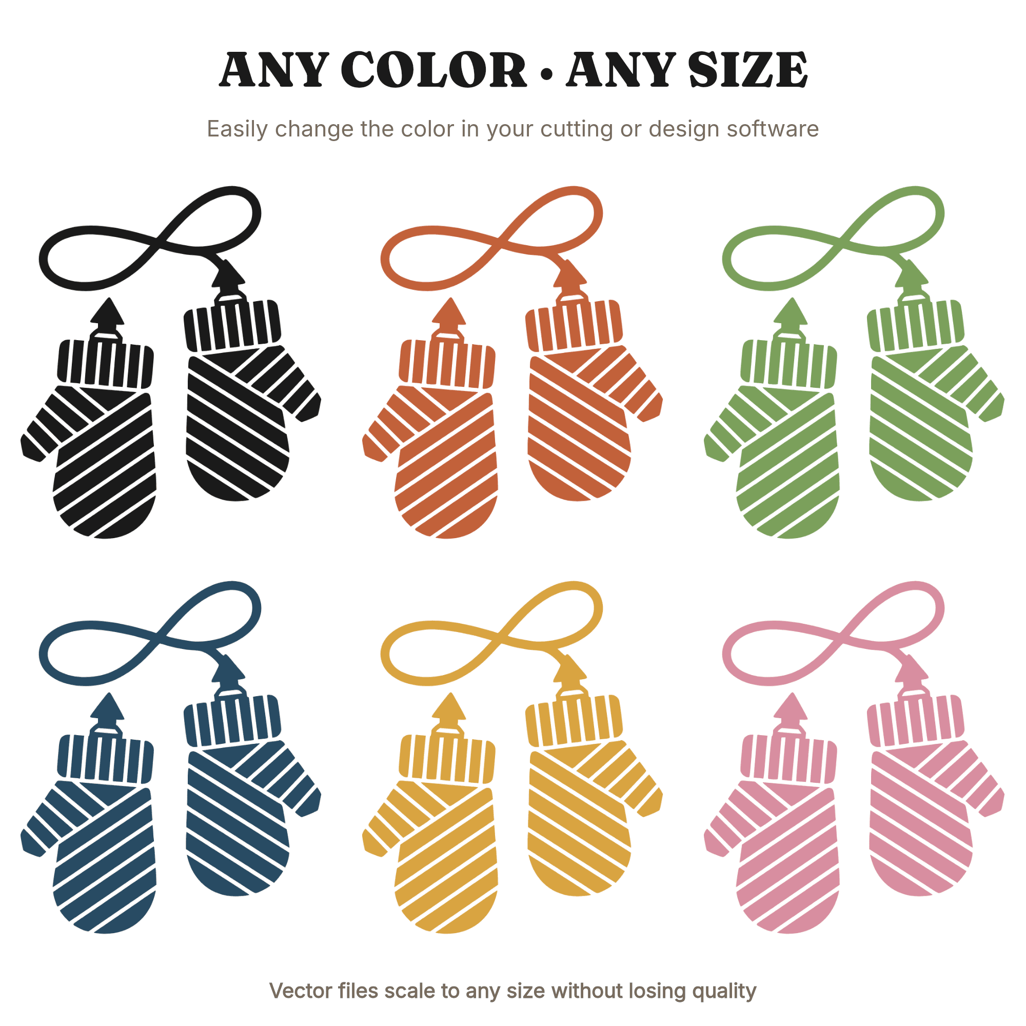 Art Deco Knit Mittens Garland SVG PNG Christmas Nursery Banner Baby Winter Decor Cut File, view 2