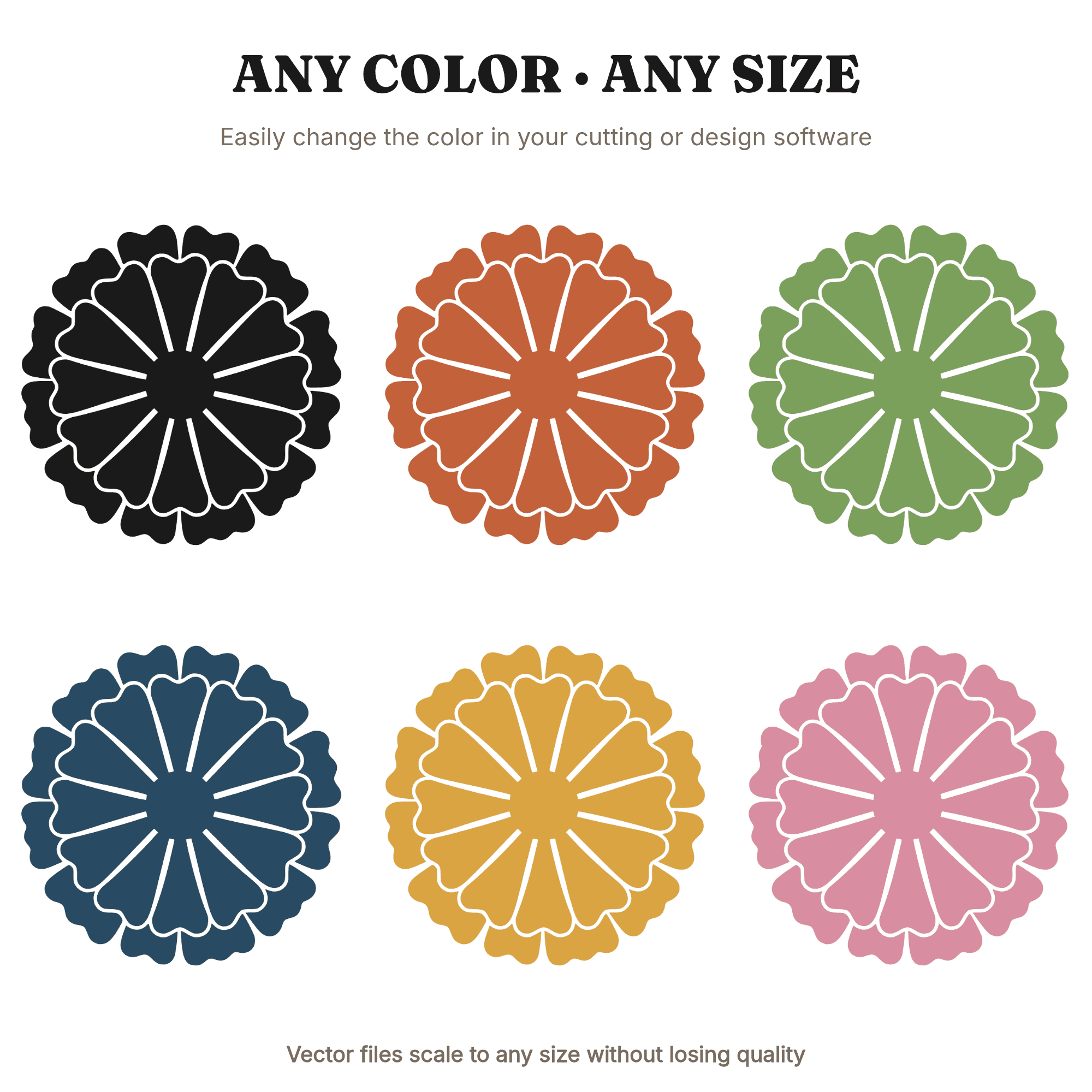 Retro Marigold Flower SVG PNG, Dia de los Muertos Bloom Silhouette, 70s Wave Fiesta Cut File, view 2
