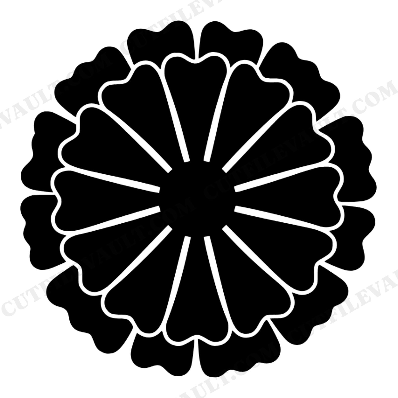Retro Marigold Flower SVG PNG, Dia de los Muertos Bloom Silhouette, 70s Wave Fiesta Cut File, view 1