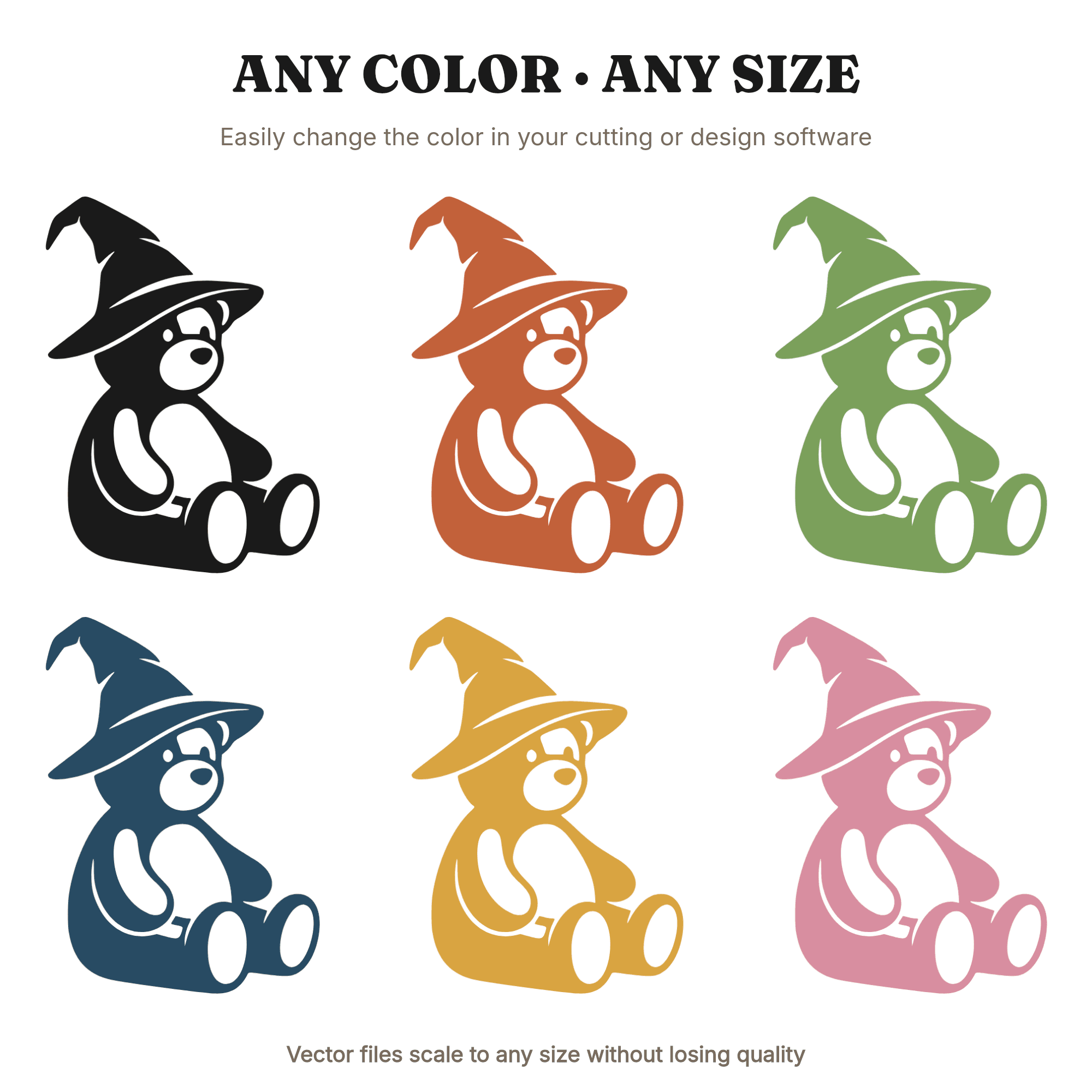 Witchy Bear Blob SVG PNG Halloween Nursery Silhouette Cut File for Cricut Vinyl Wall Decor, view 2