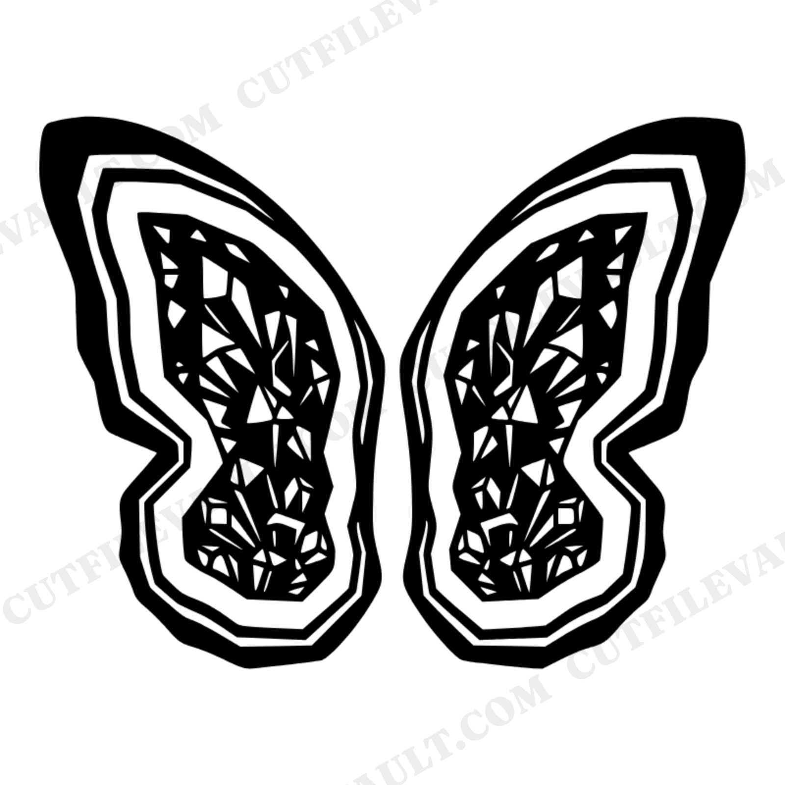 Mirrored Geode Butterfly SVG PNG, Crystal Cluster Silhouette Cut File, Cottagecore Floral Design, view 1