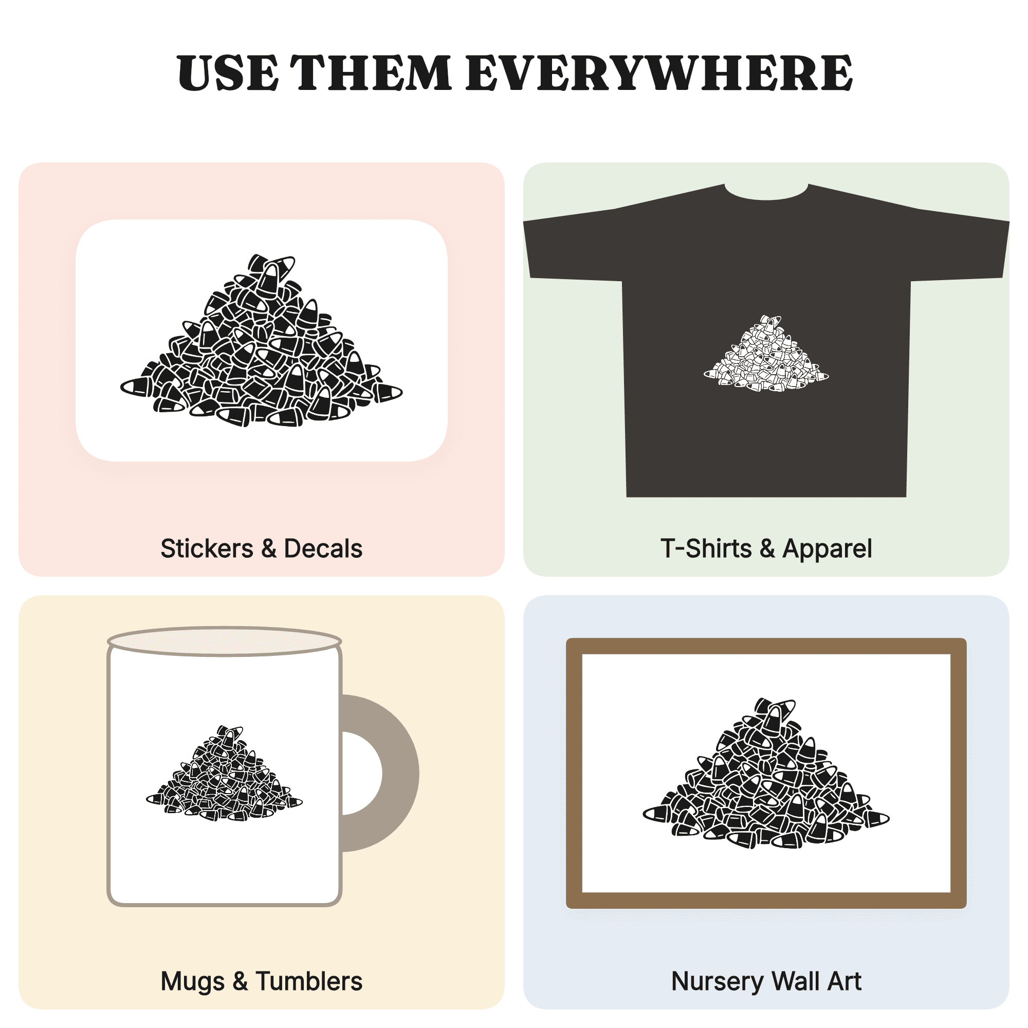 Vintage Botanical Candy Corn Pile SVG PNG, Halloween Candy Scatter Cut File for Cricut, view 3