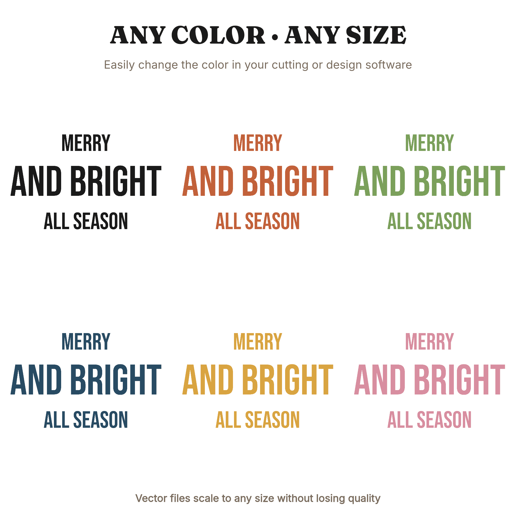 Merry and Bright SVG PNG Retro Varsity Block Christmas Cut File for Cricut Silhouette, view 2