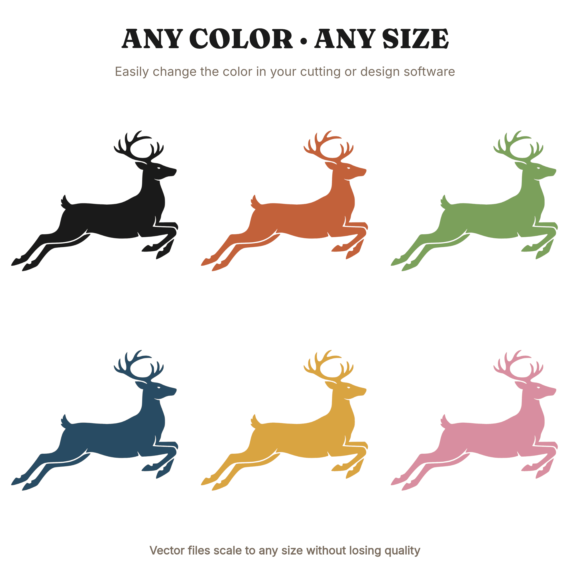 Mid Leap Reindeer Silhouette SVG PNG, Flying Reindeer Cut File, Vintage Christmas SVG, view 2