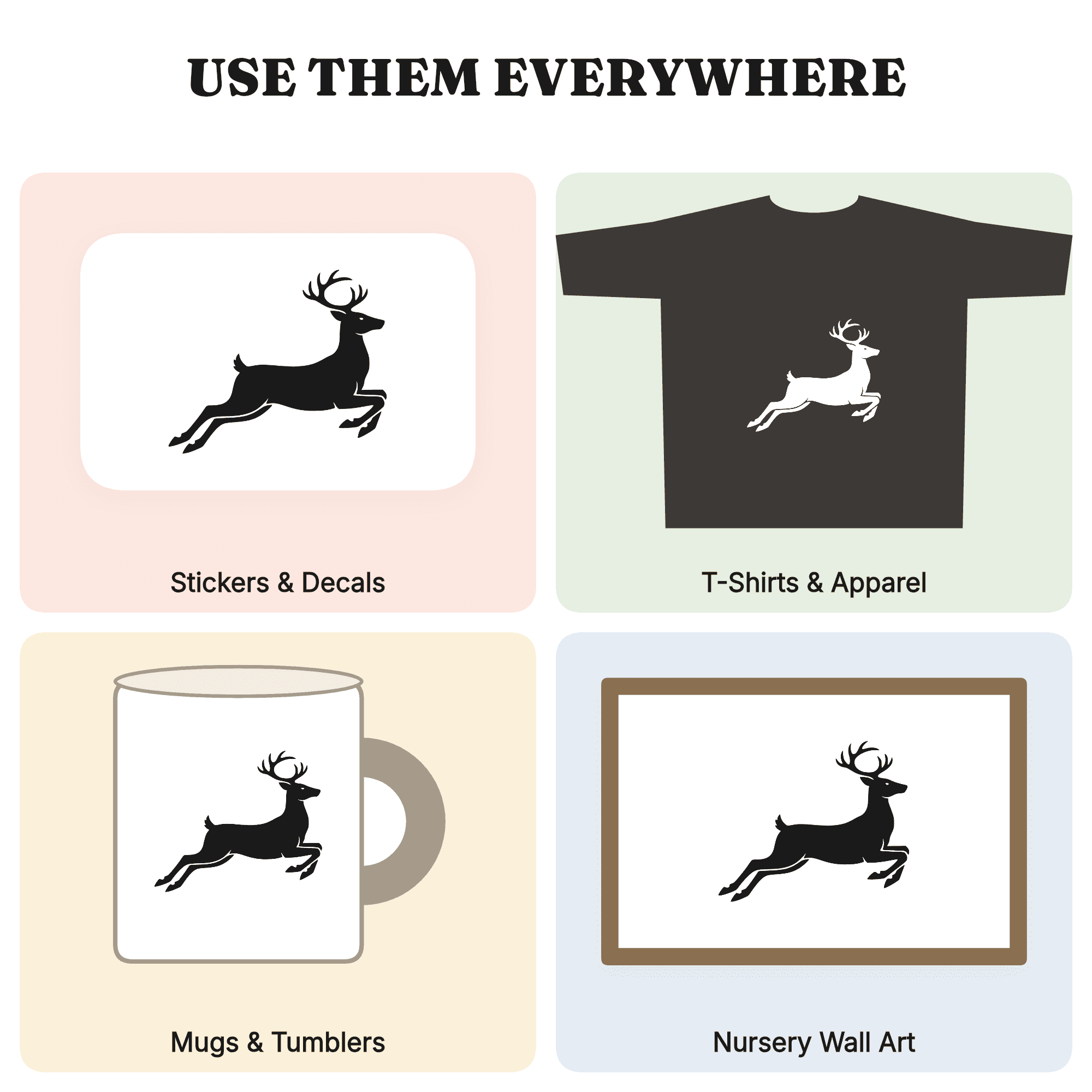 Mid Leap Reindeer Silhouette SVG PNG, Flying Reindeer Cut File, Vintage Christmas SVG, view 3
