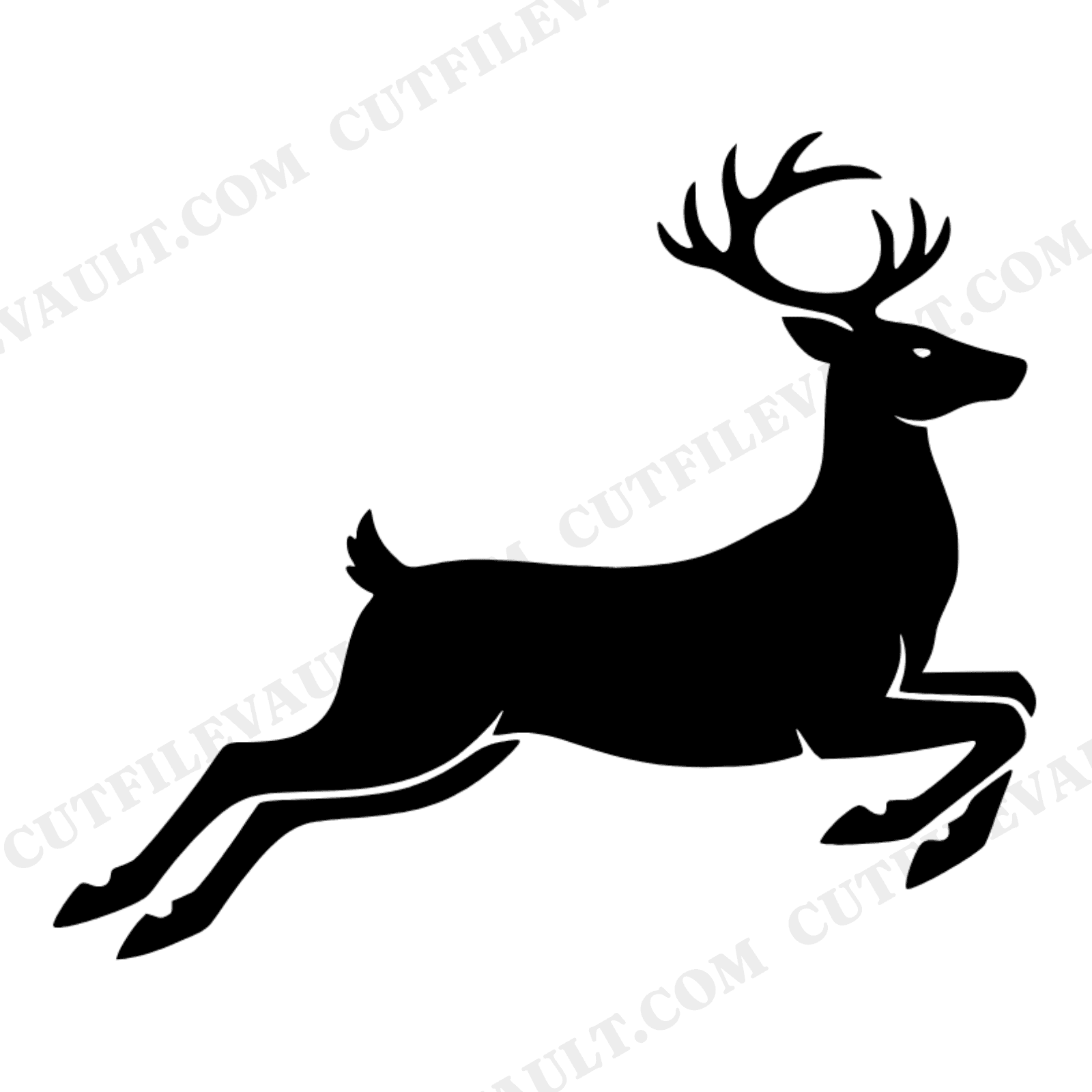 Mid Leap Reindeer Silhouette SVG PNG, Flying Reindeer Cut File, Vintage Christmas SVG, view 1