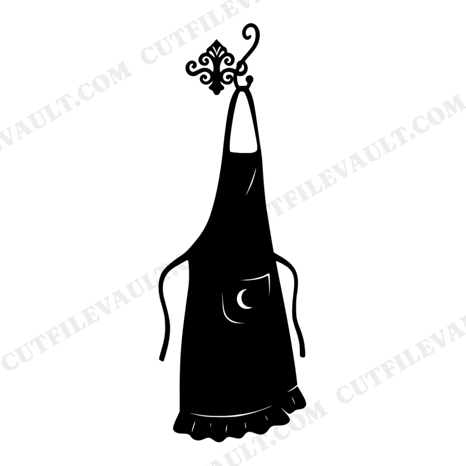 Celestial Farmhouse Apron SVG PNG, Vintage Kitchen Decor with Crescent Moon, Halloween Baking Cut File, view 1
