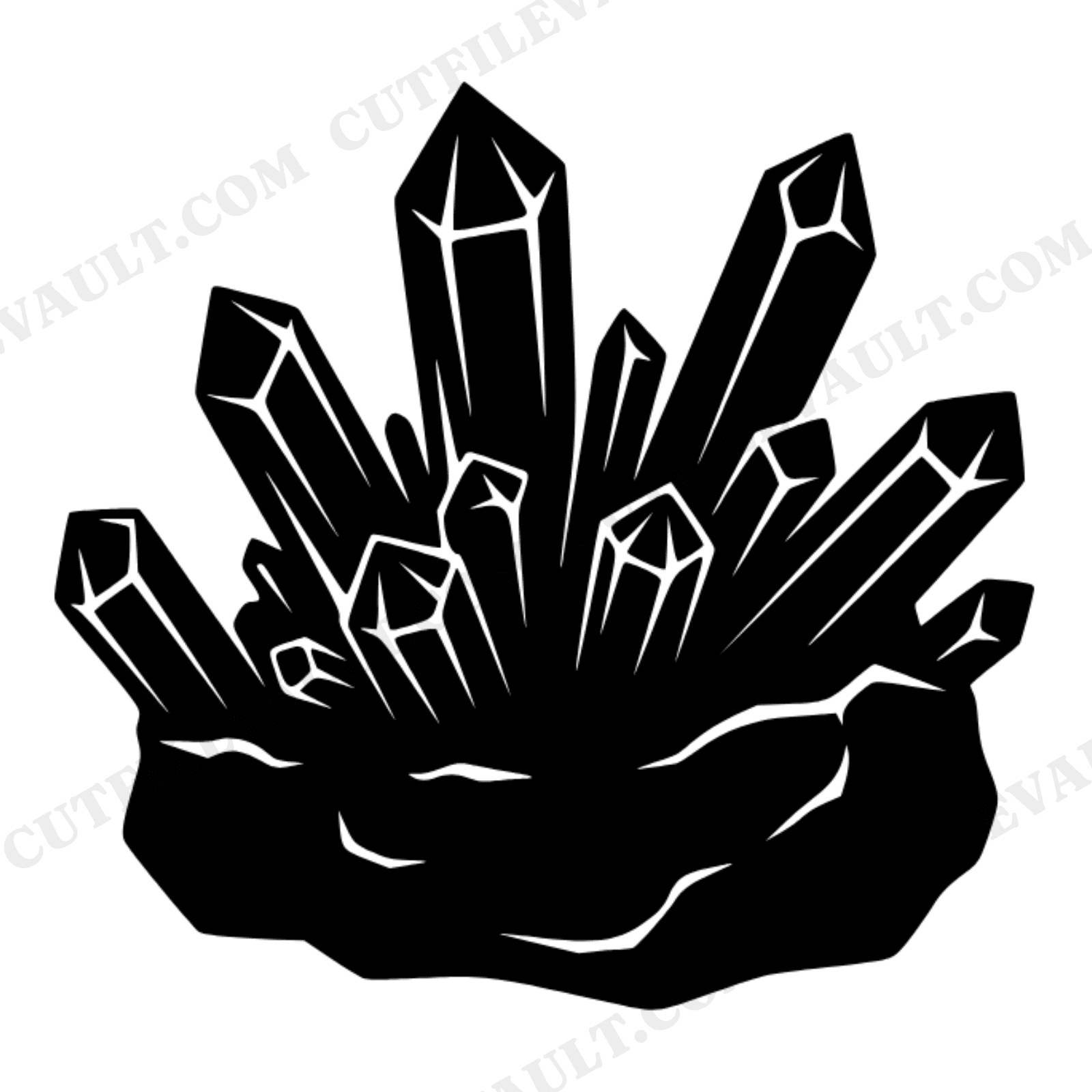 Crystal Cluster SVG PNG, Mineral Stone Silhouette, Scandinavian Nature Cut File, Geometric Rock Design, view 1